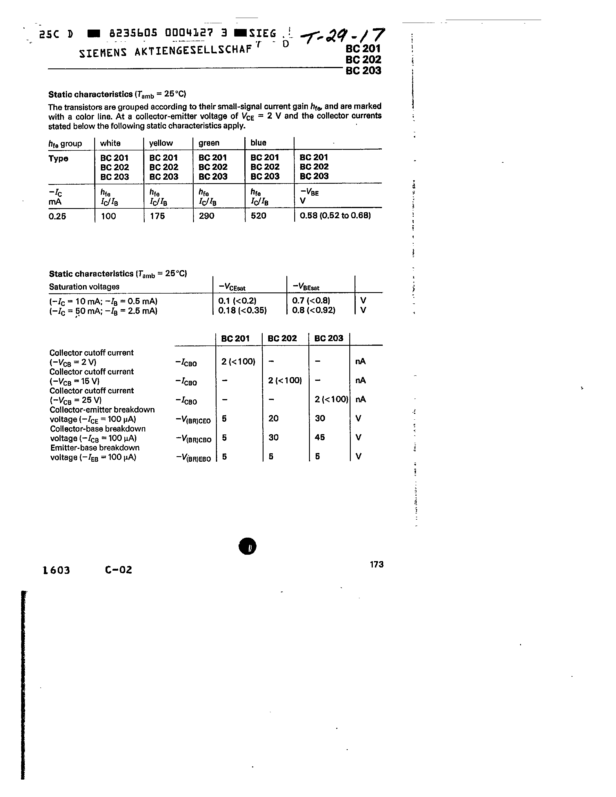 Datasheet BC202 page 2 Datasheet BC202 - PNP SILICON TRANSISTOR page 2