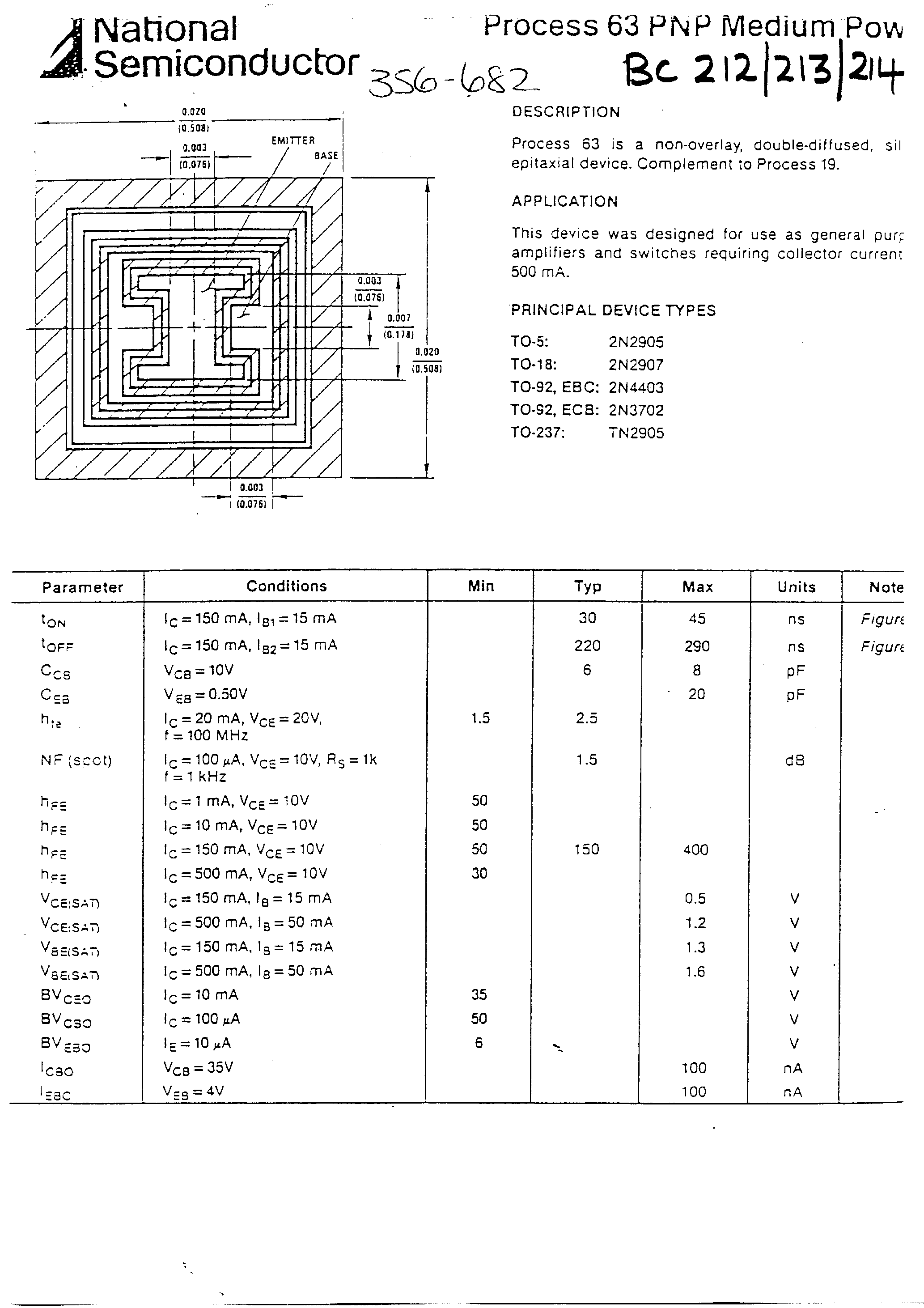 Даташит на микросхему BC213 страница 1 Даташит BC213 - Process 63 PNP Medium Power страница 1