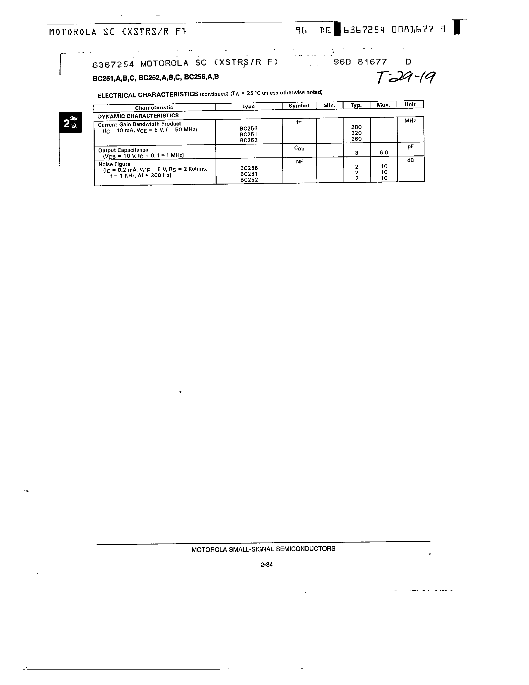 Datasheet BC256A - AMPLIFIER TRANSISTORS PNP SILICON page 2