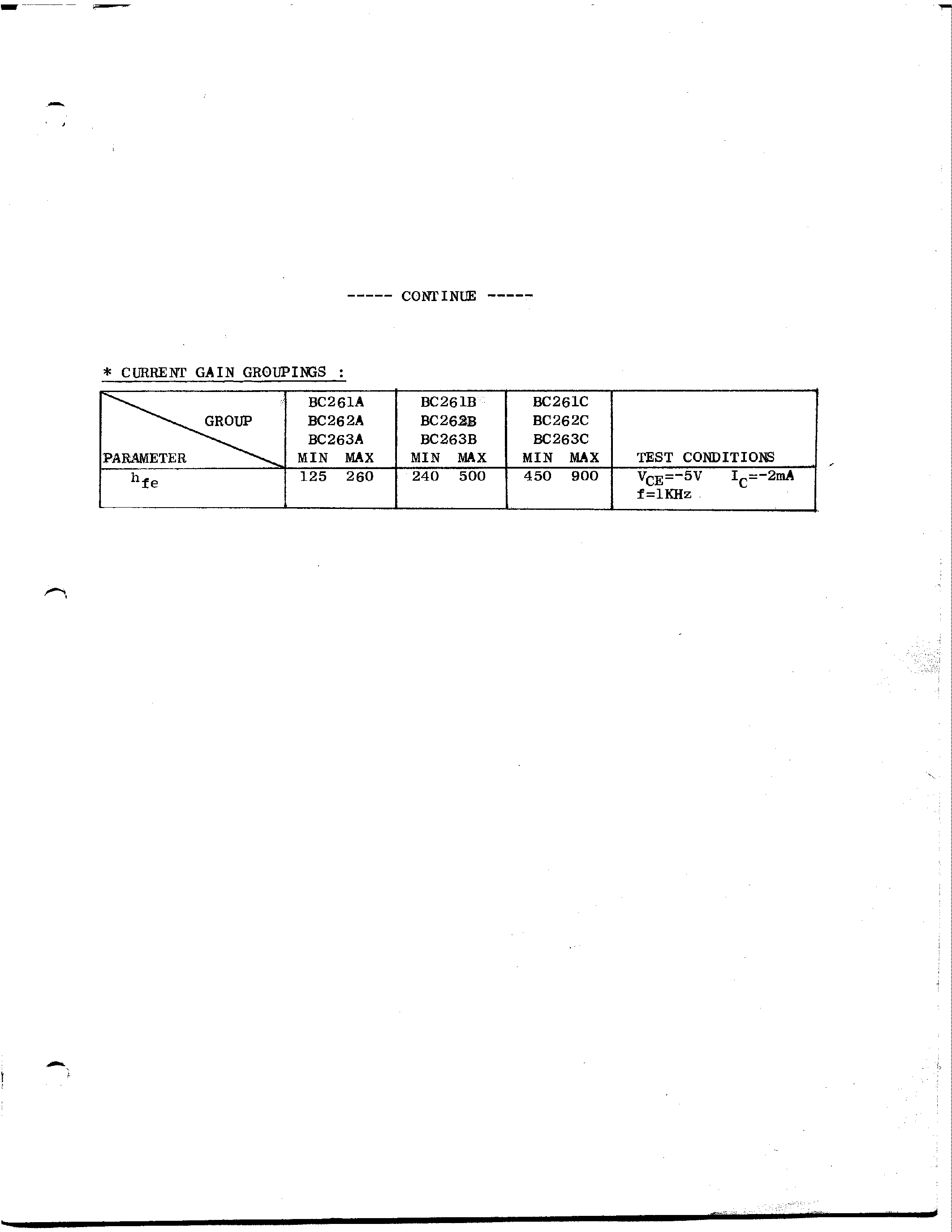 Datasheet BC263 - PNP HIGH GAIN LOW NOISE SILICON PLANAR EPITAXIAL TRANSISTOR page 2