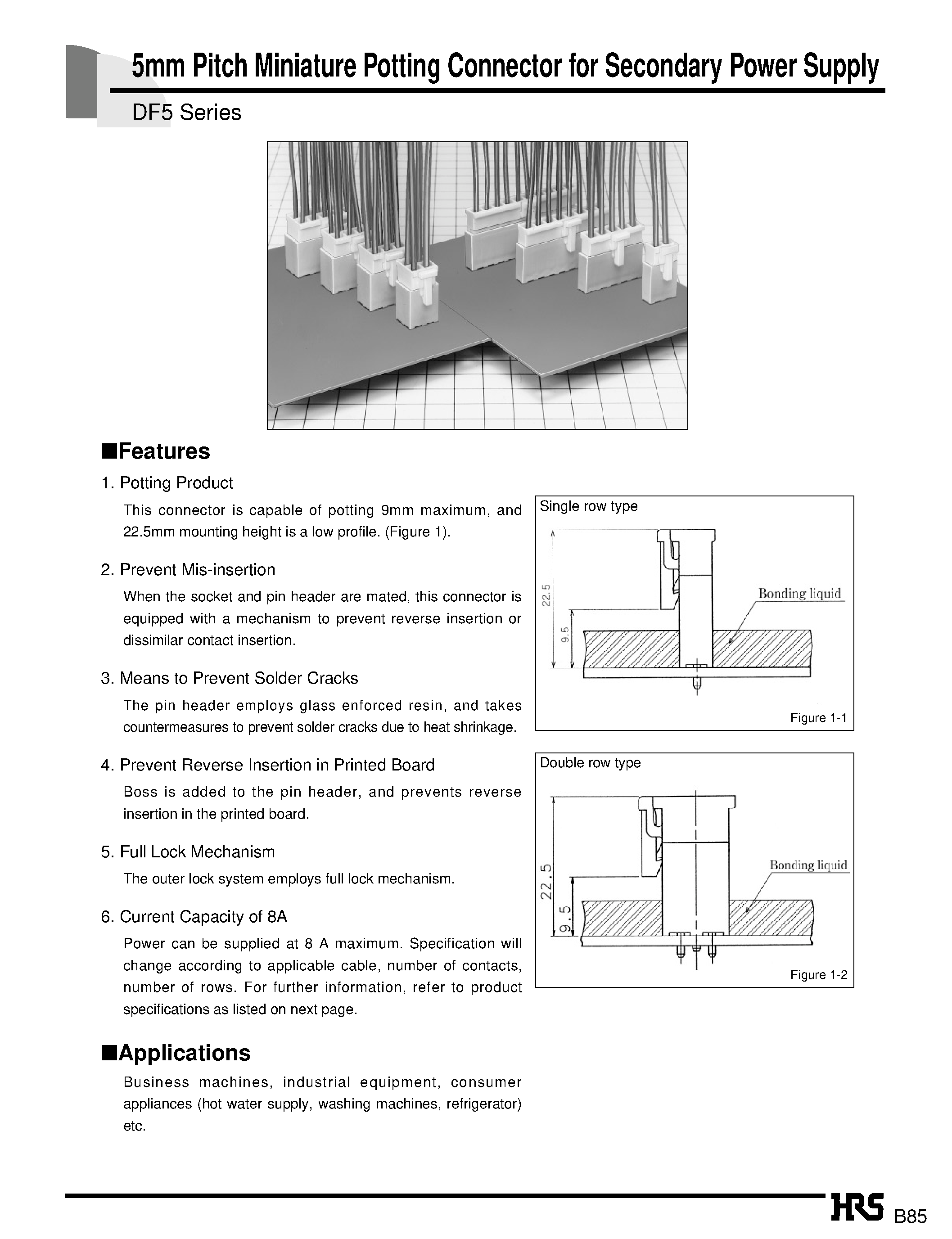 Даташит DF5A-10S-5C - 5mm Pitch Miniature Potting Connector for Secondary Power Supply страница 1