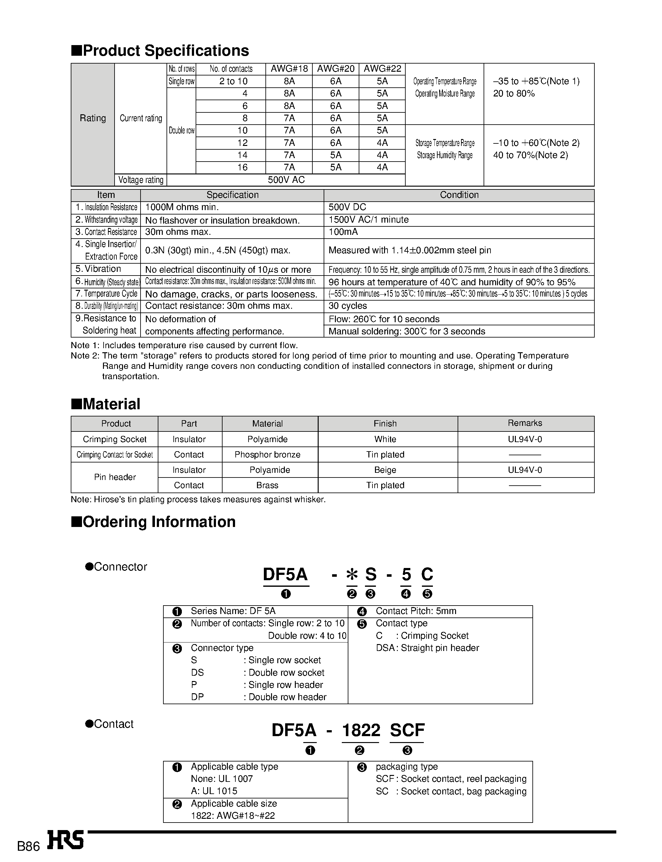 Даташит DF5A-10S-5C - 5mm Pitch Miniature Potting Connector for Secondary Power Supply страница 2