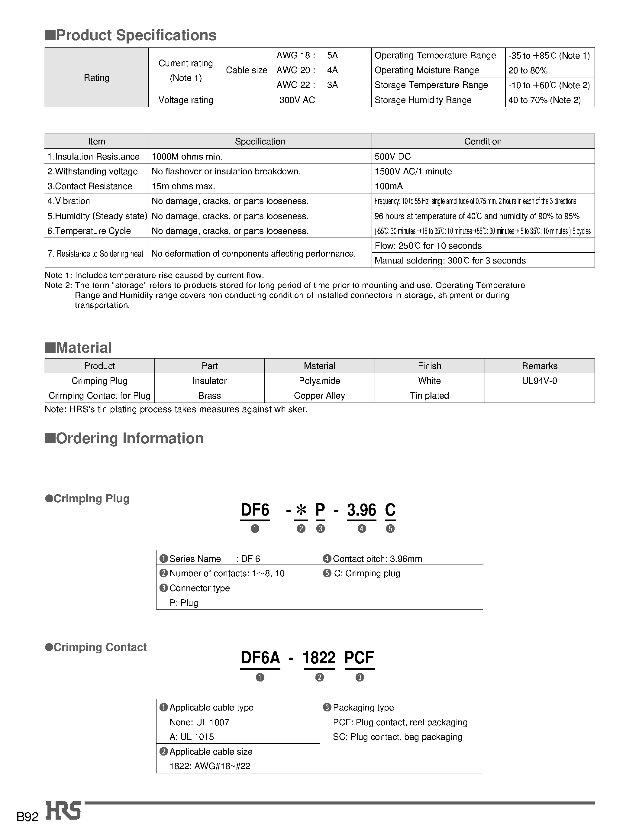 Datasheet DF6-1822PC page 2 Datasheet DF6-1822PC - 3.96mm Pitch Connector Directly Mounted on Board page 2