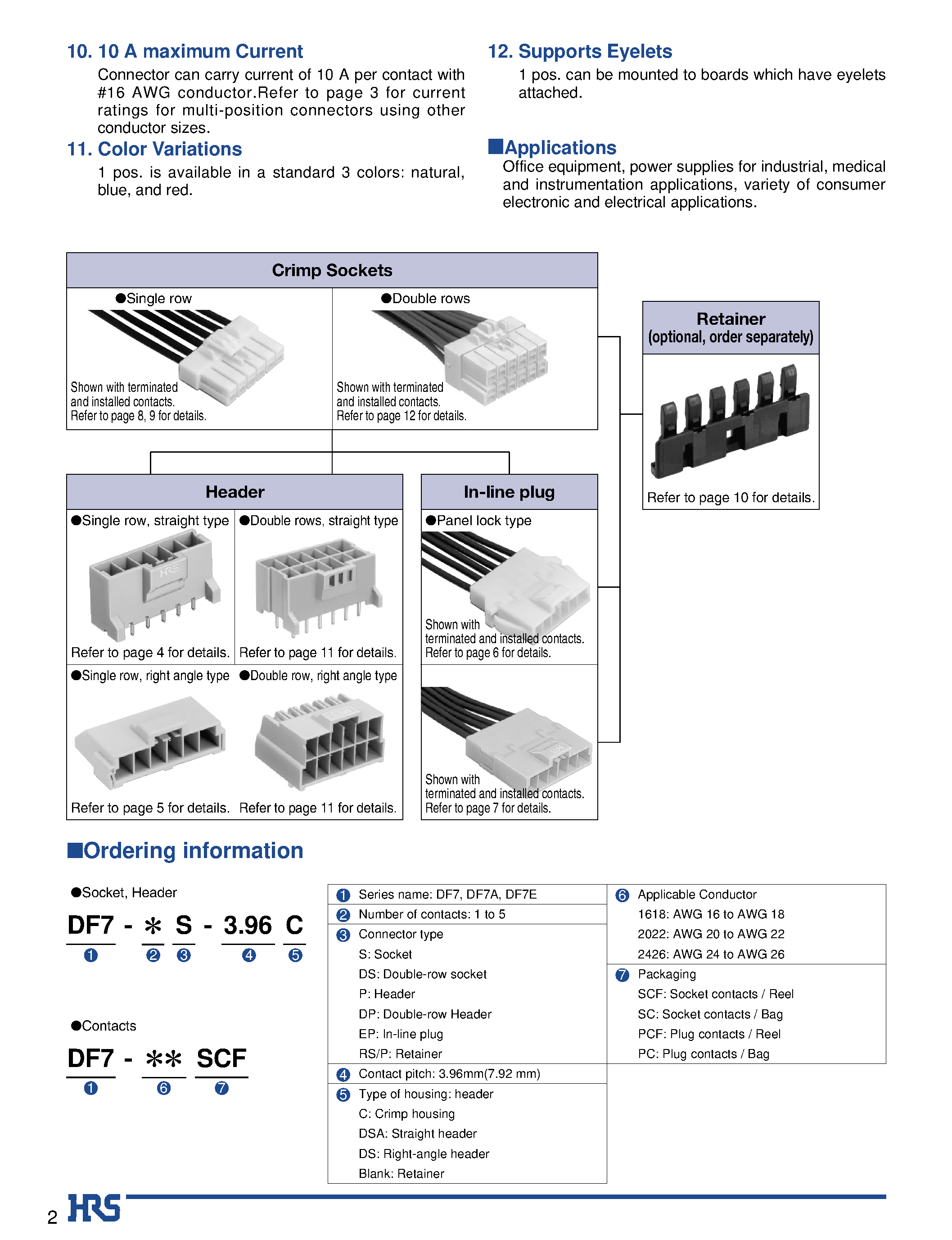 Datasheet DF7-4P-3.96DSA page 2 Datasheet DF7-4P-3.96DSA - 3.96 mm Pitch Miniature Connectors for Internal Power Supplies (UL /C-UL and TUV Listed) page 2