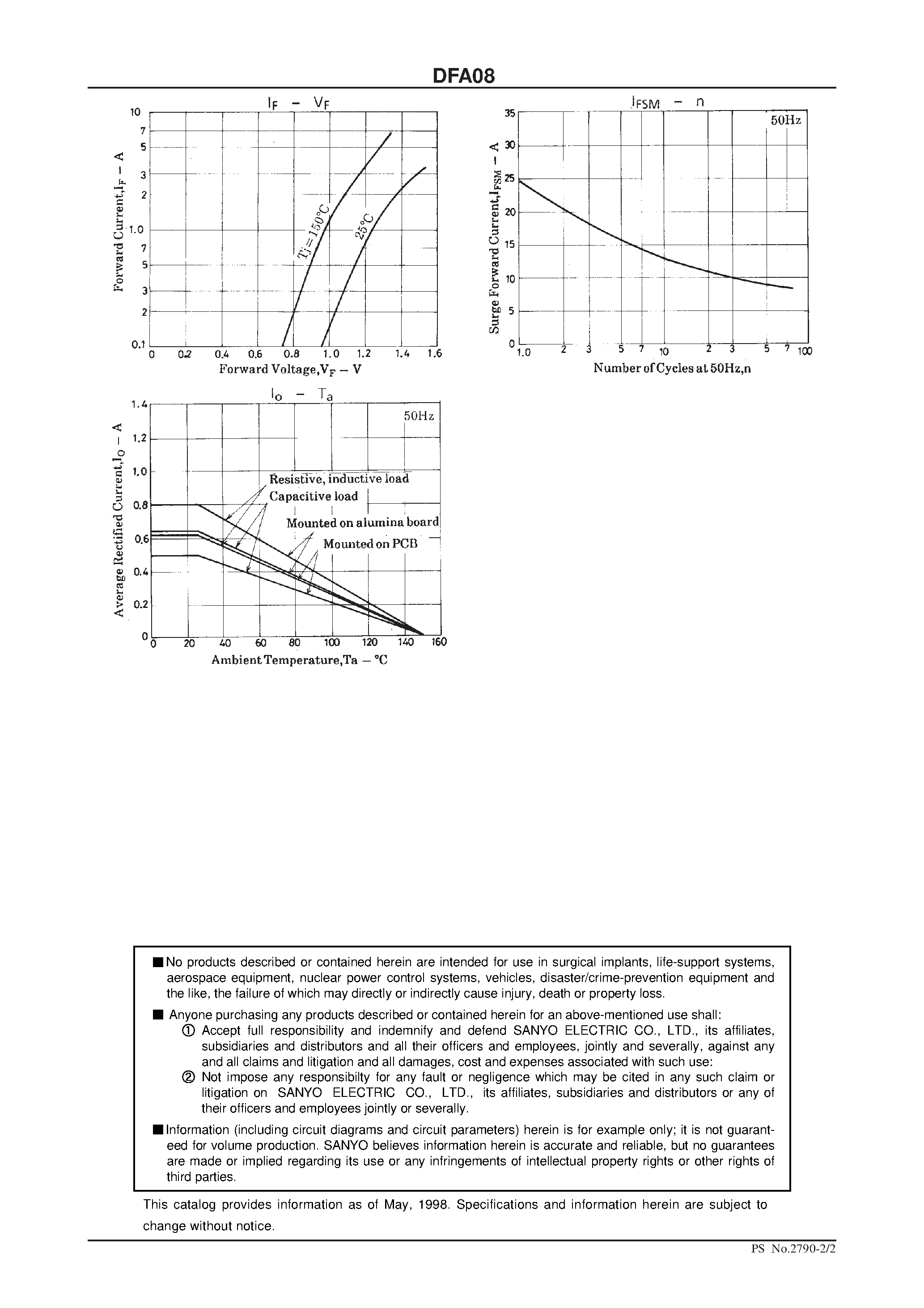 Datasheet DFA08 - 0.8A Power Supply Rectifier page 2