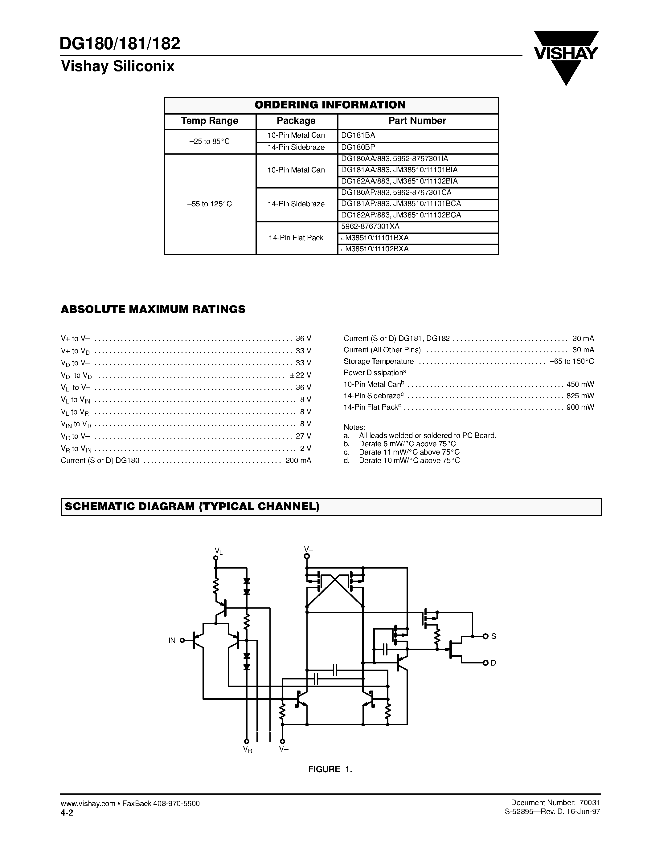 Даташит DG181 - High-Speed Drivers with Dual SPST JFET Switches страница 2