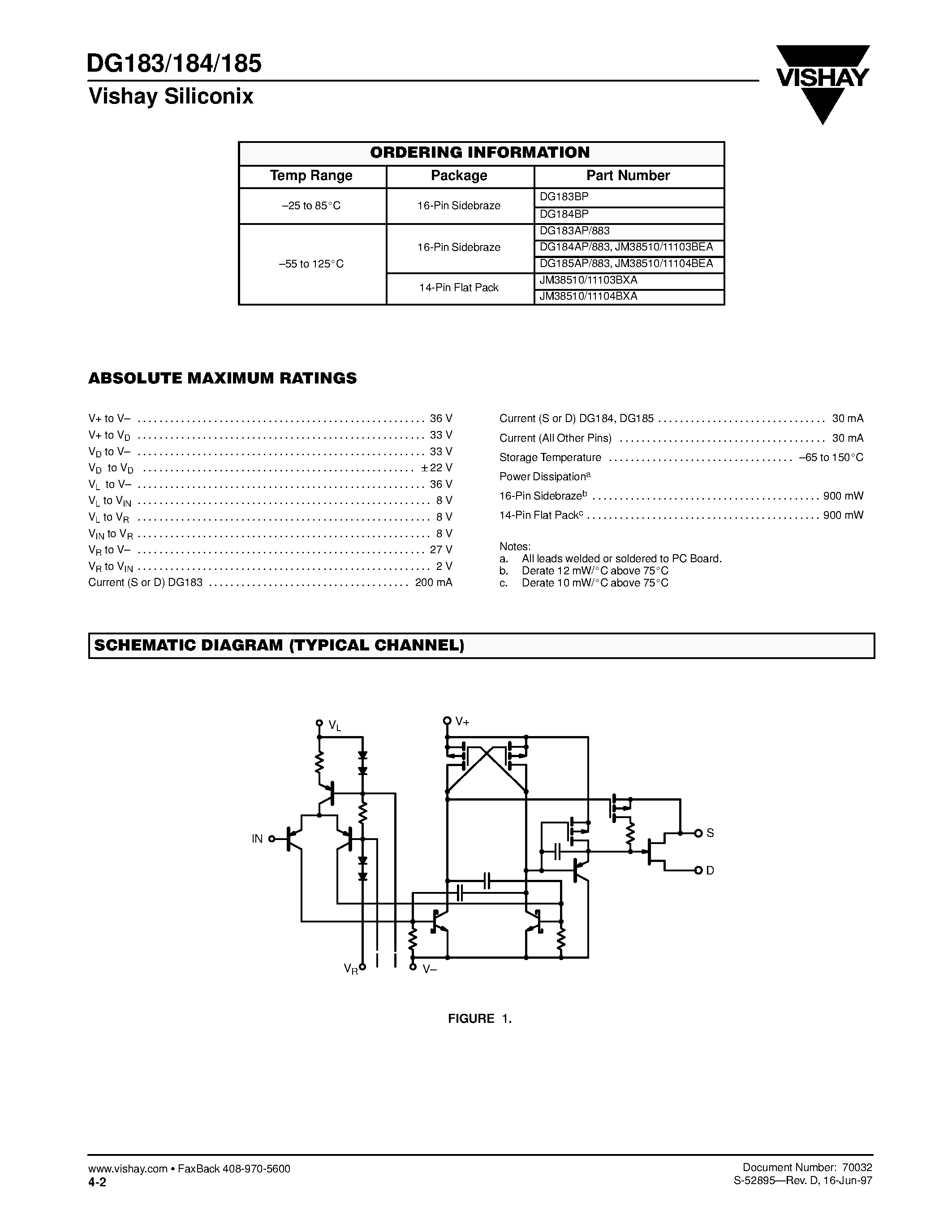 Даташит DG184 - High-Speed Drivers and Dual DPST JFET Switches страница 2