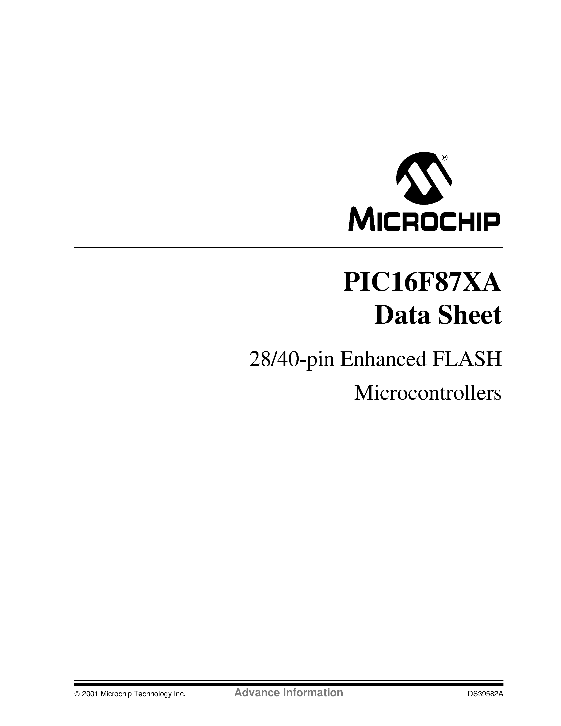 Даташит PIC16F876A - 28/40-pin 8-Bit CMOS FLASH Microcontrollers страница 1