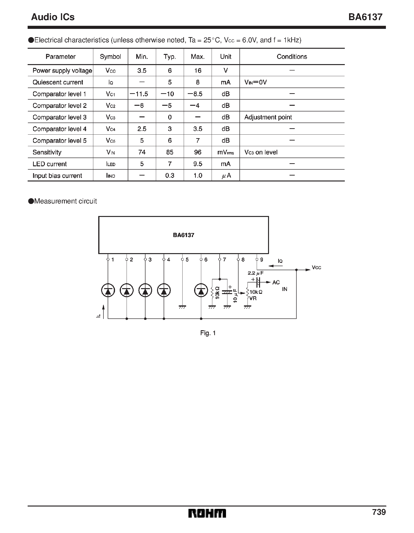 Datasheet BA6137 - LED Level Meter Driver / 5 Point VU Scale page 2