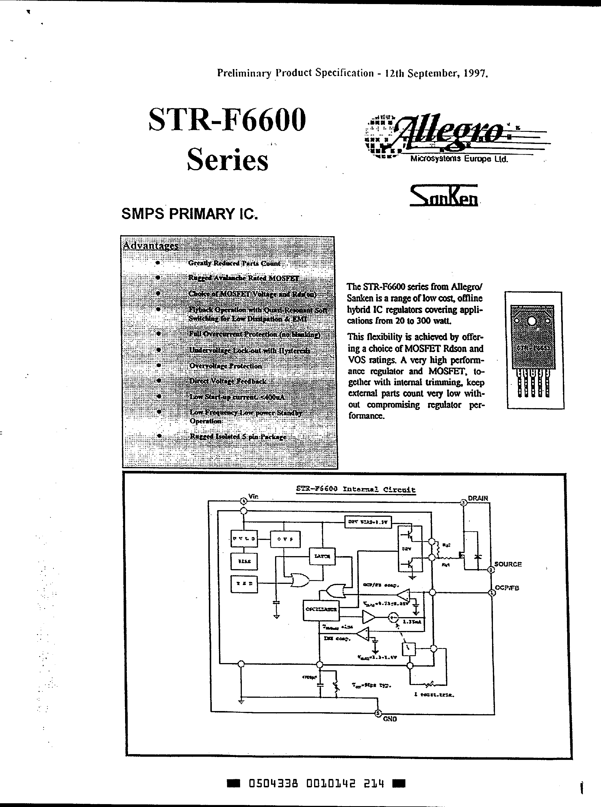 Datasheet STRF6626 - SMPS Primary IC page 1