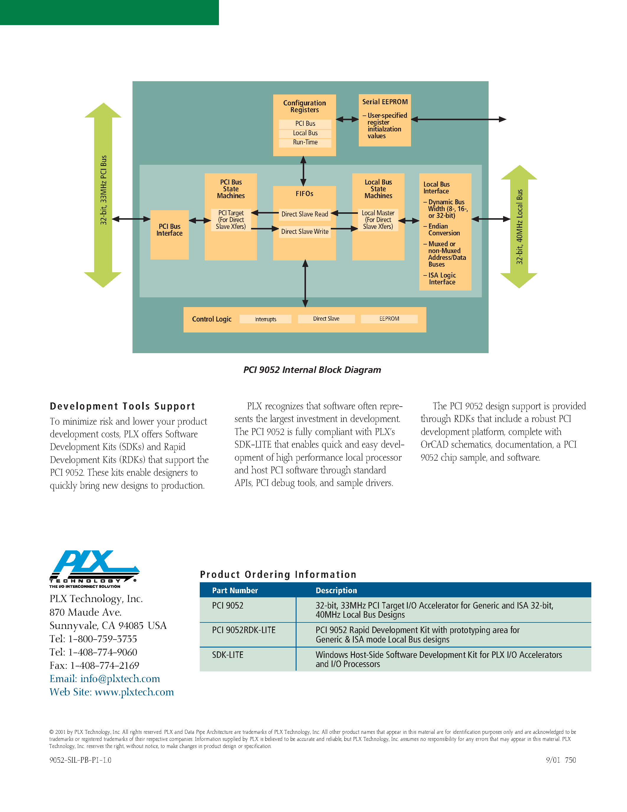 Даташит на микросхему PCI9052 страница 2 Даташит PCI9052 - 32 Bit / 33 Mhz PCI Target I/O Accelerator / ISA Local Bus Designs страница 2