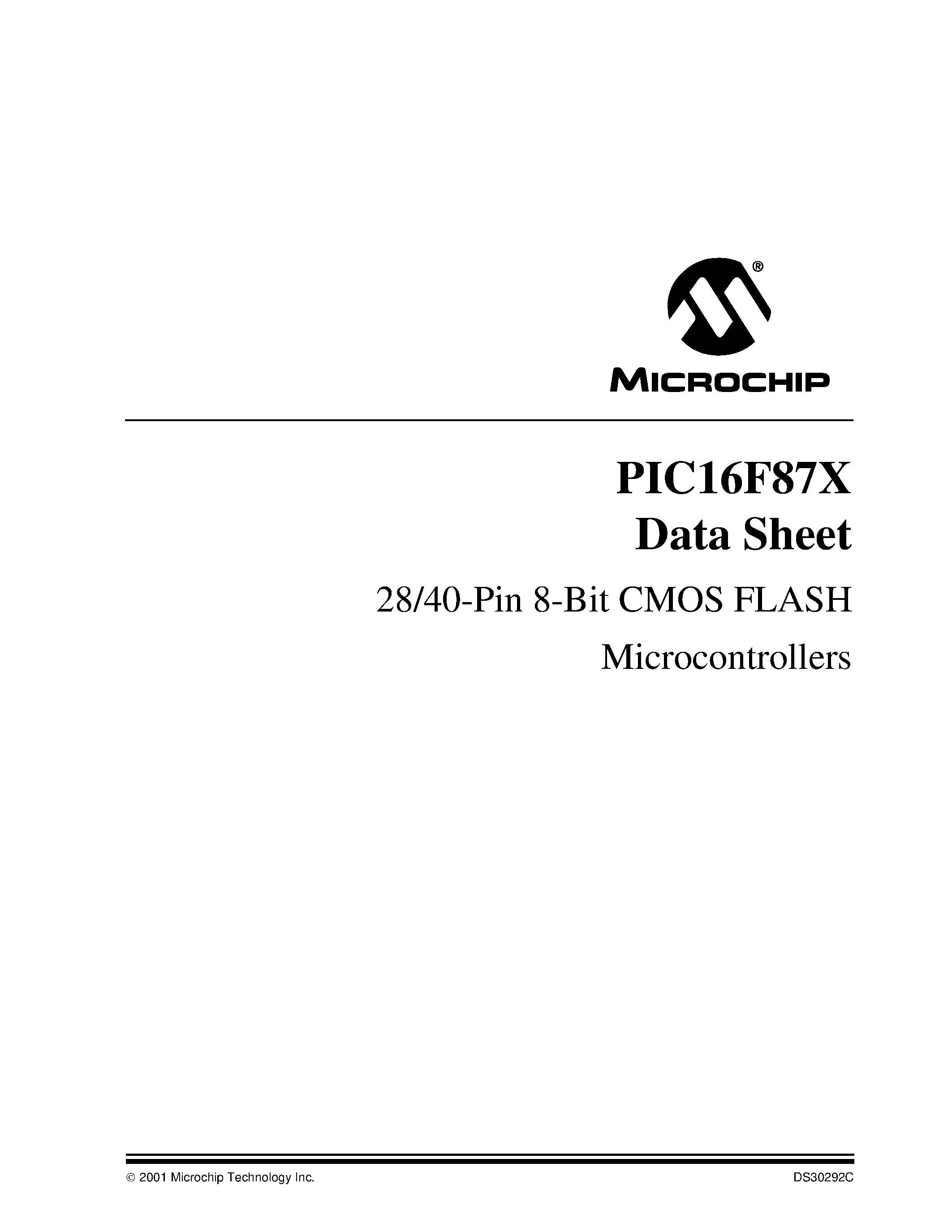 Даташит PIC16LF873 - (PIC16LF87x) 28/40-Pin 8-Bit CMOS FLASH Microcontrollers страница 1