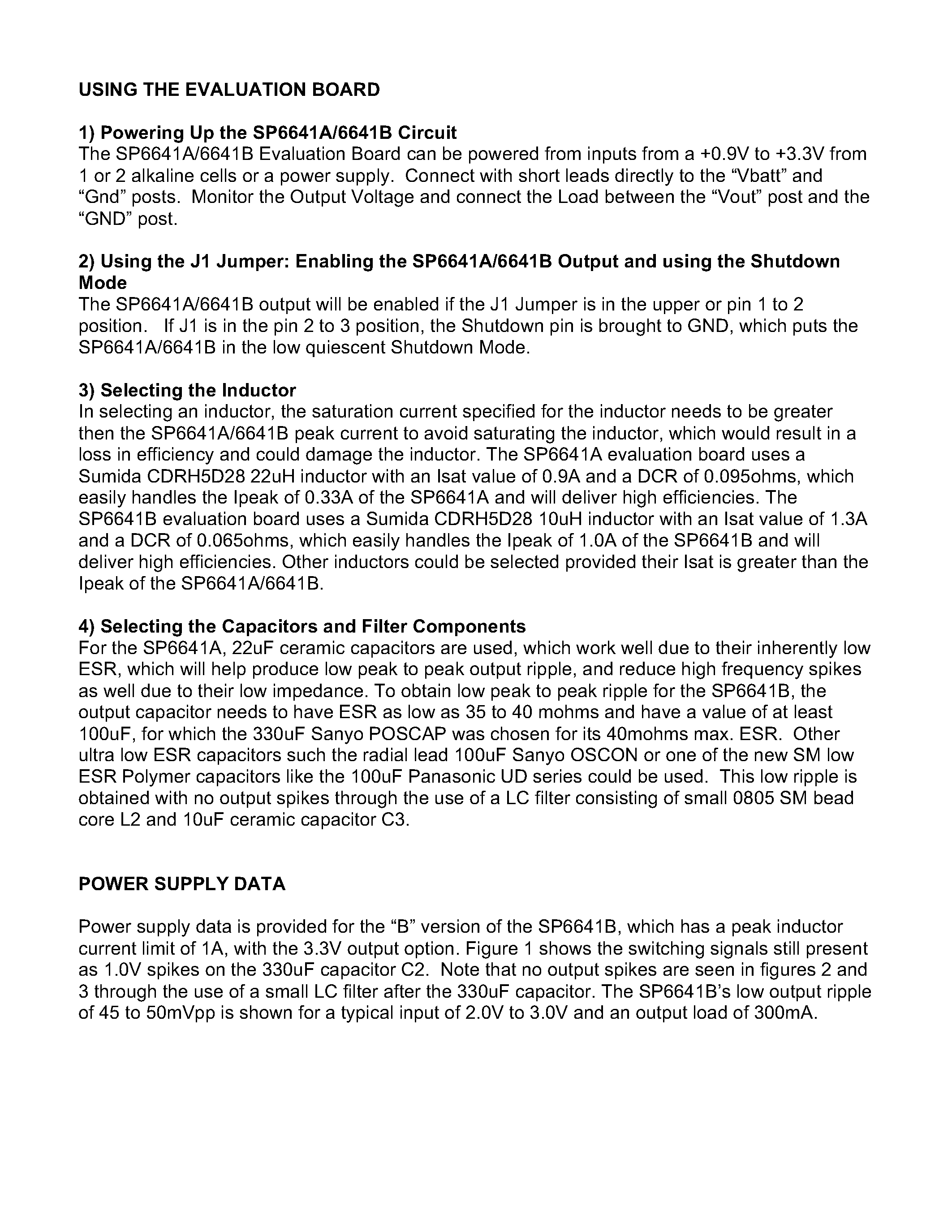 Datasheet SP6641AKEB-3.3 - Low Noise Evaluation Board page 2
