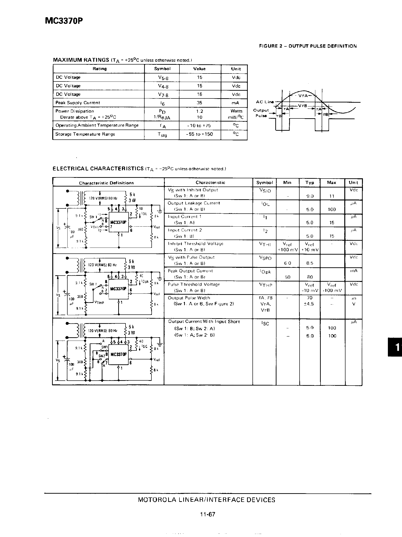 Даташит MC3370P - Zero Voltage Switch страница 2
