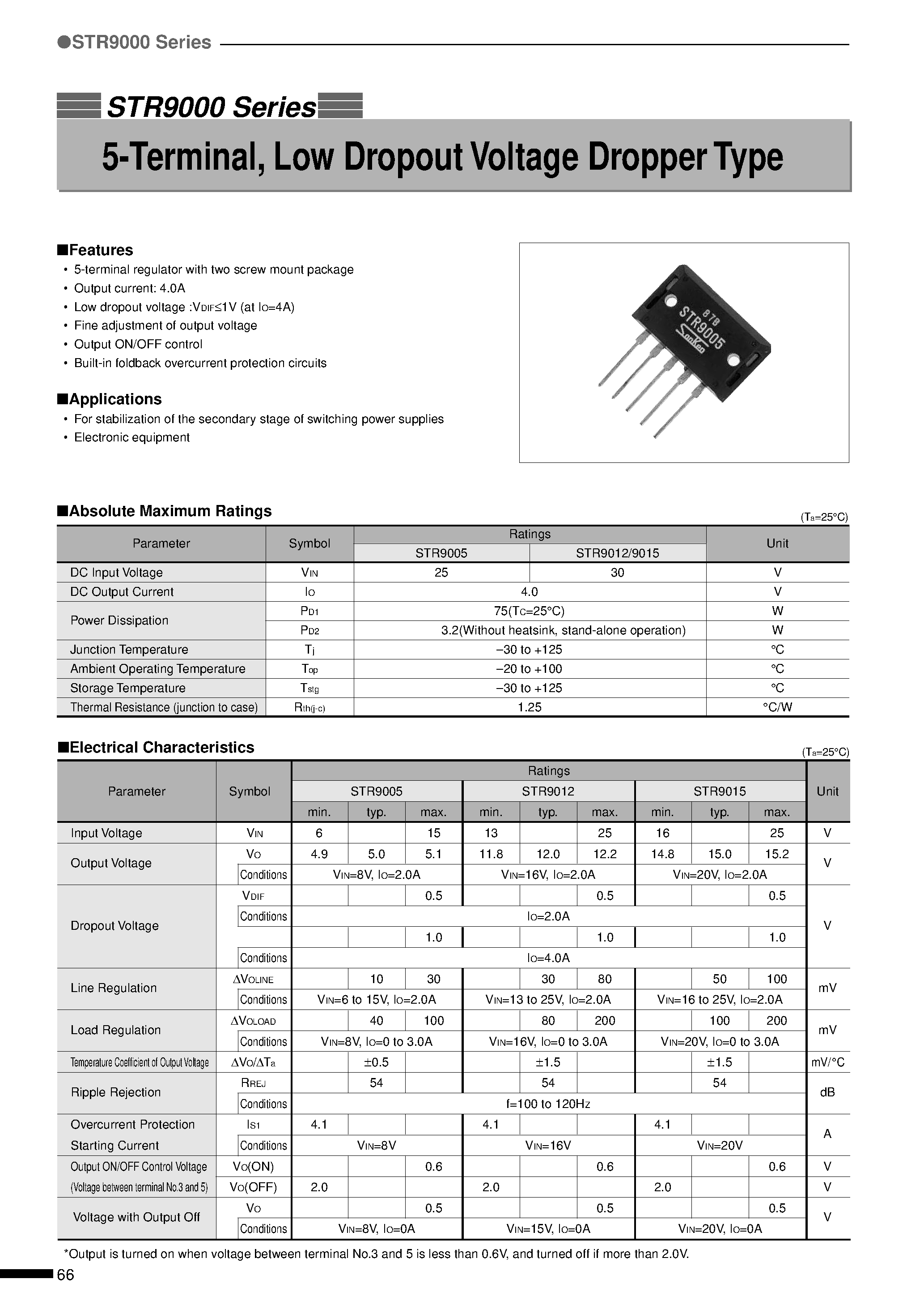 Datasheet STR9005 - 5-Terminal / Low Dropout Voltage Dropper Type page 1