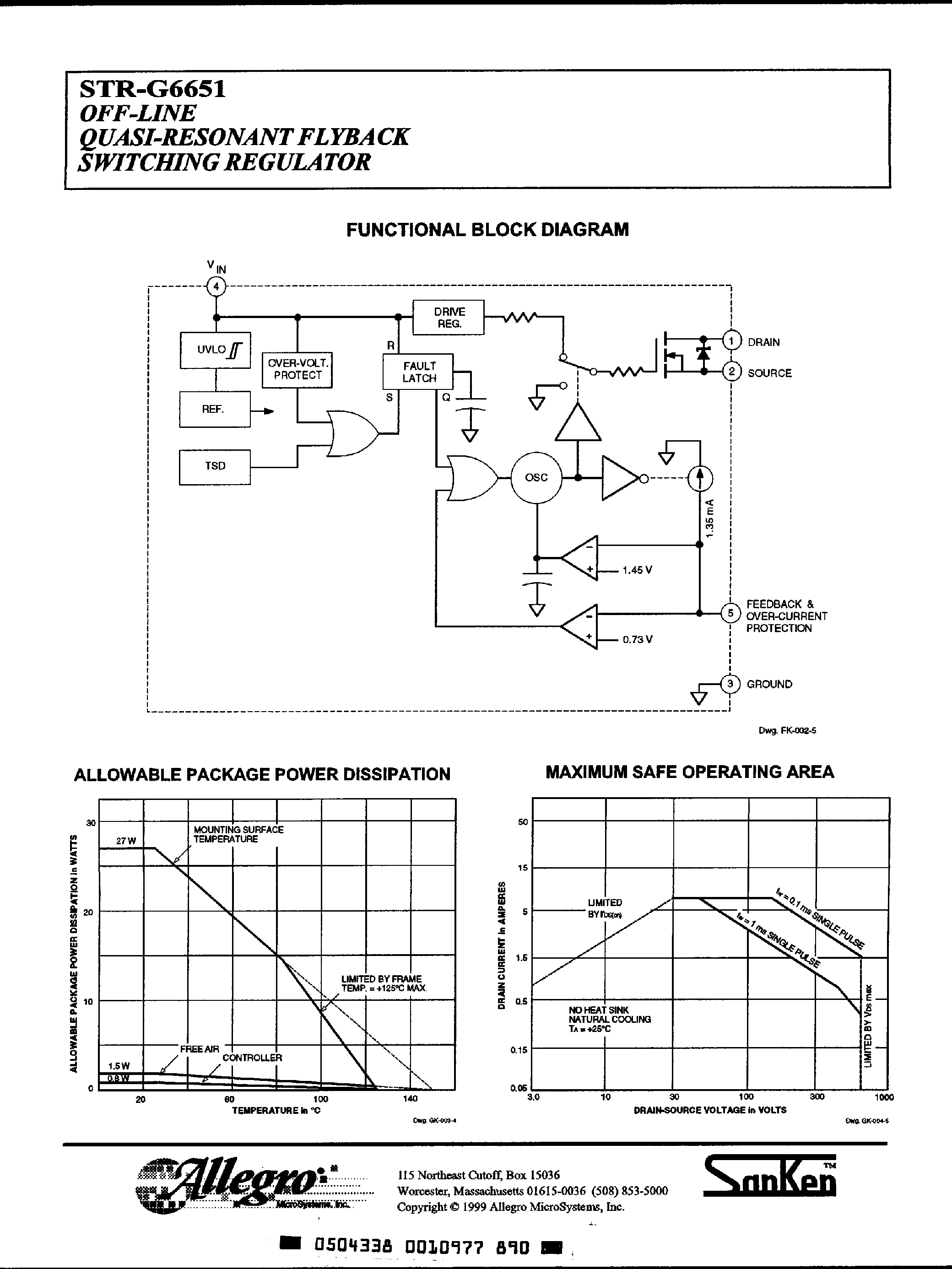 Datasheet STRG6651 page 2 Datasheet STRG6651 - Off-Line Quasi-Resonant Flayback Switching Regulator page 2