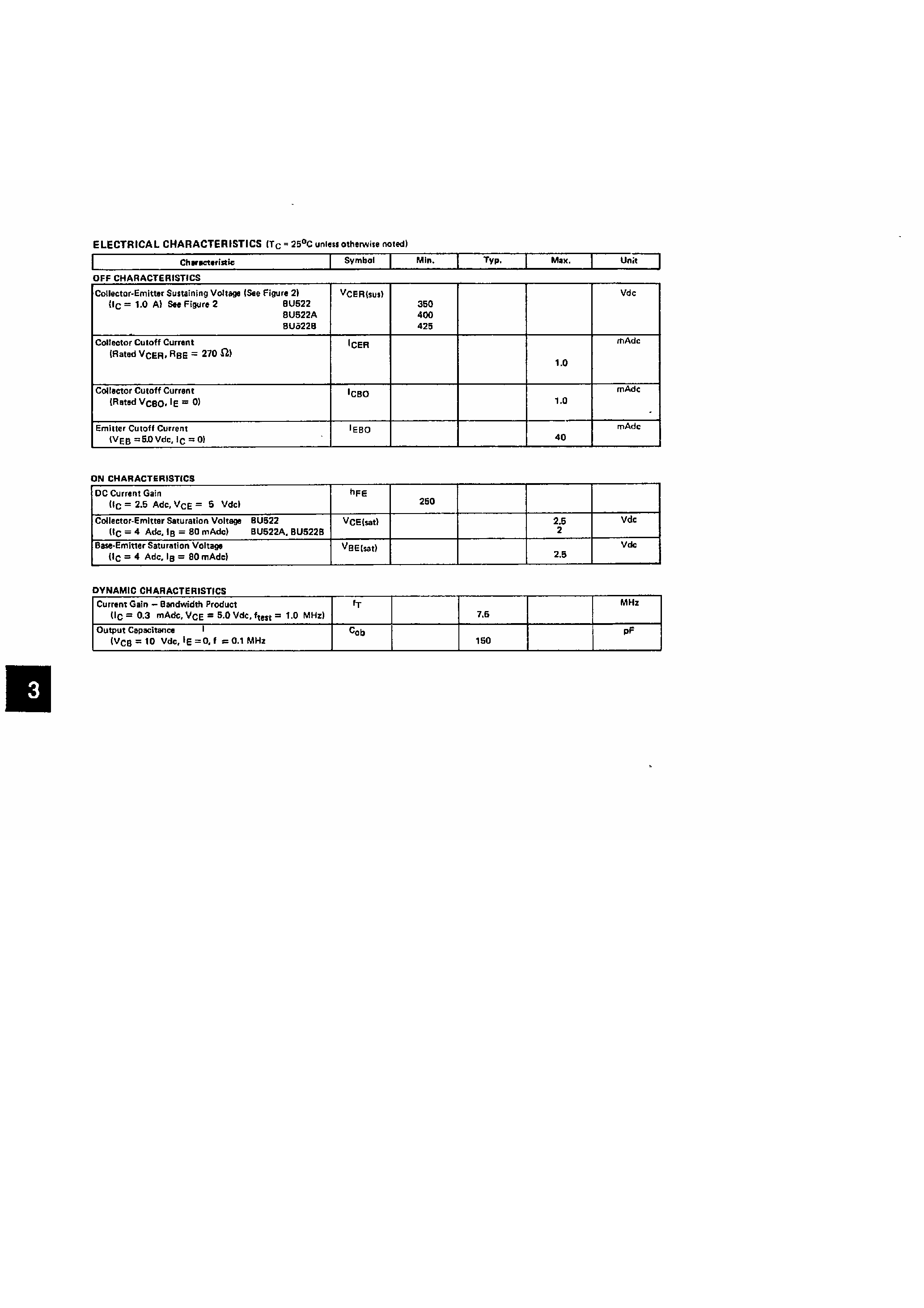 Datasheet BU522 - 7 AMPERES DARLINGTON POWER TRANSISTORS NPN SILICON 450 VOLTS 75 WATTS page 2