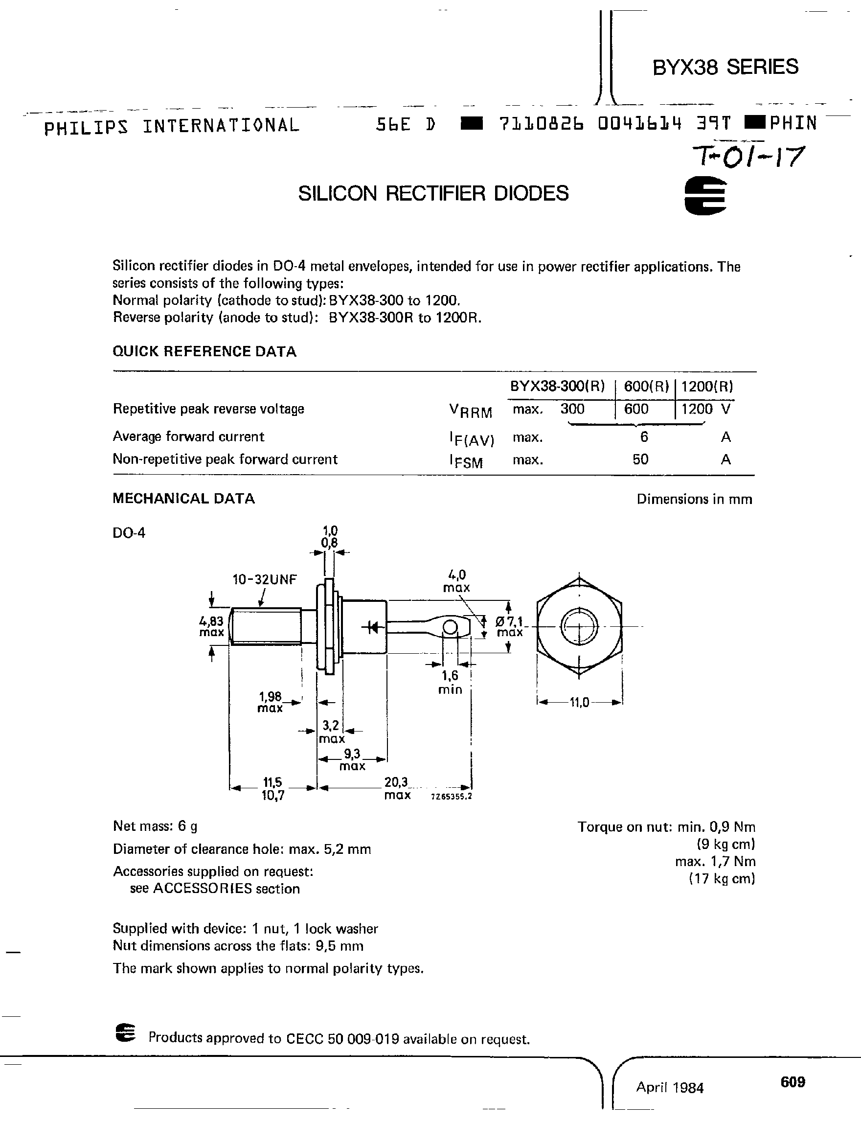 Datasheet BYX38-xxx page 1 Datasheet BYX38-xxx - Silicon Rectifier Diodes page 1