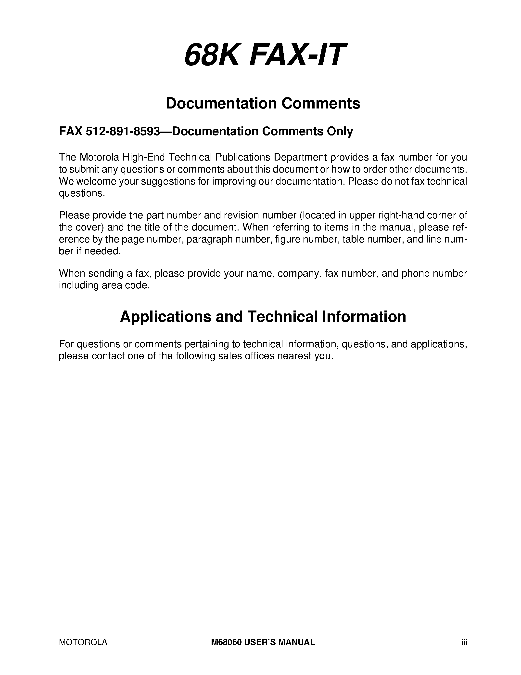 Datasheet MC68060 - M68060 User Manual page 2