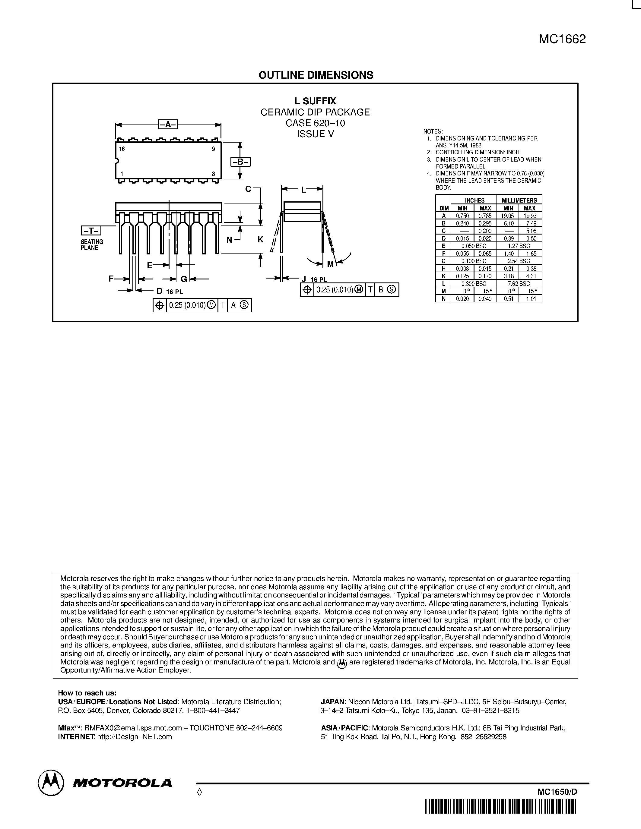 Даташит MC1662 - Quad 2-Input NOR Gate страница 2