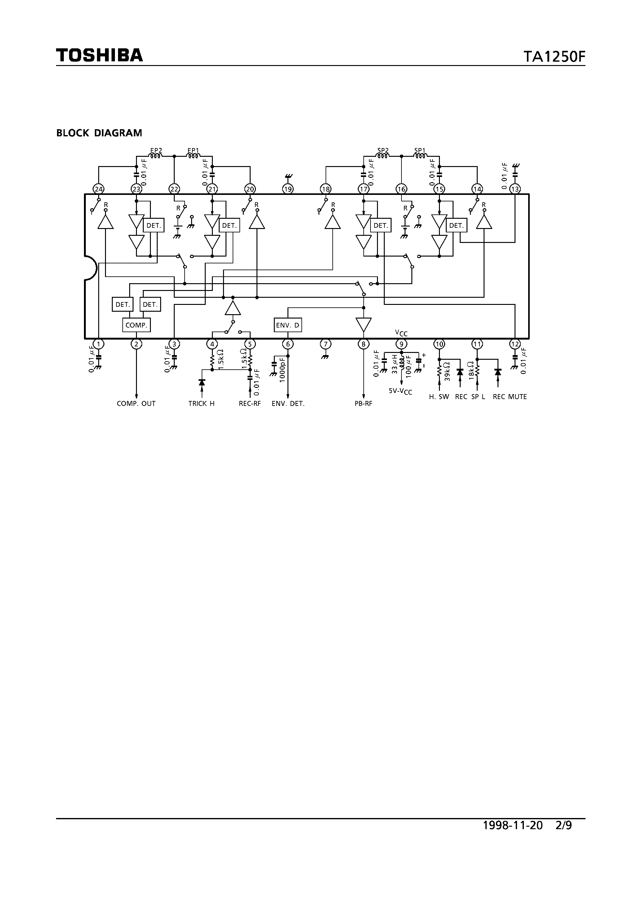 Datasheet TA1250F - 4-CHANNEL RECORDING AMPLIFIER & PRE-AMPLIFIER FOR VCR page 2