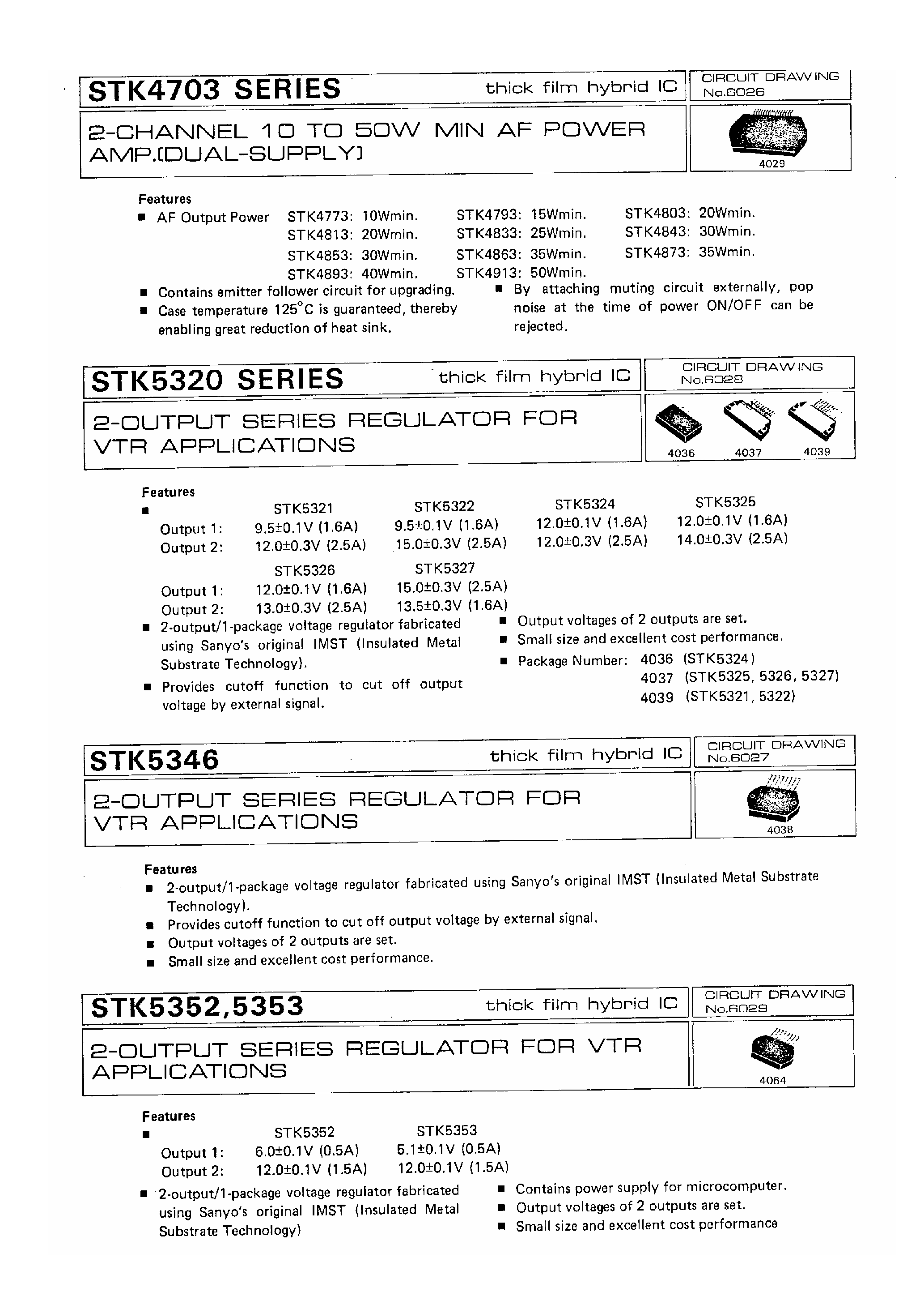 Datasheet STK5346 - 2 Output Series Regulator for VTR Applications page 1