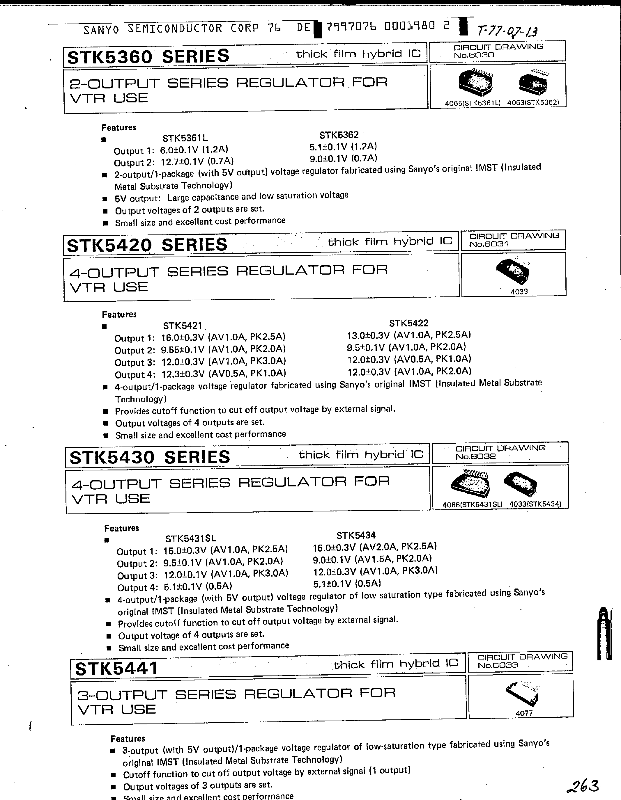 Datasheet STK536x - 2 Output Series Regulator for VTR Use page 1