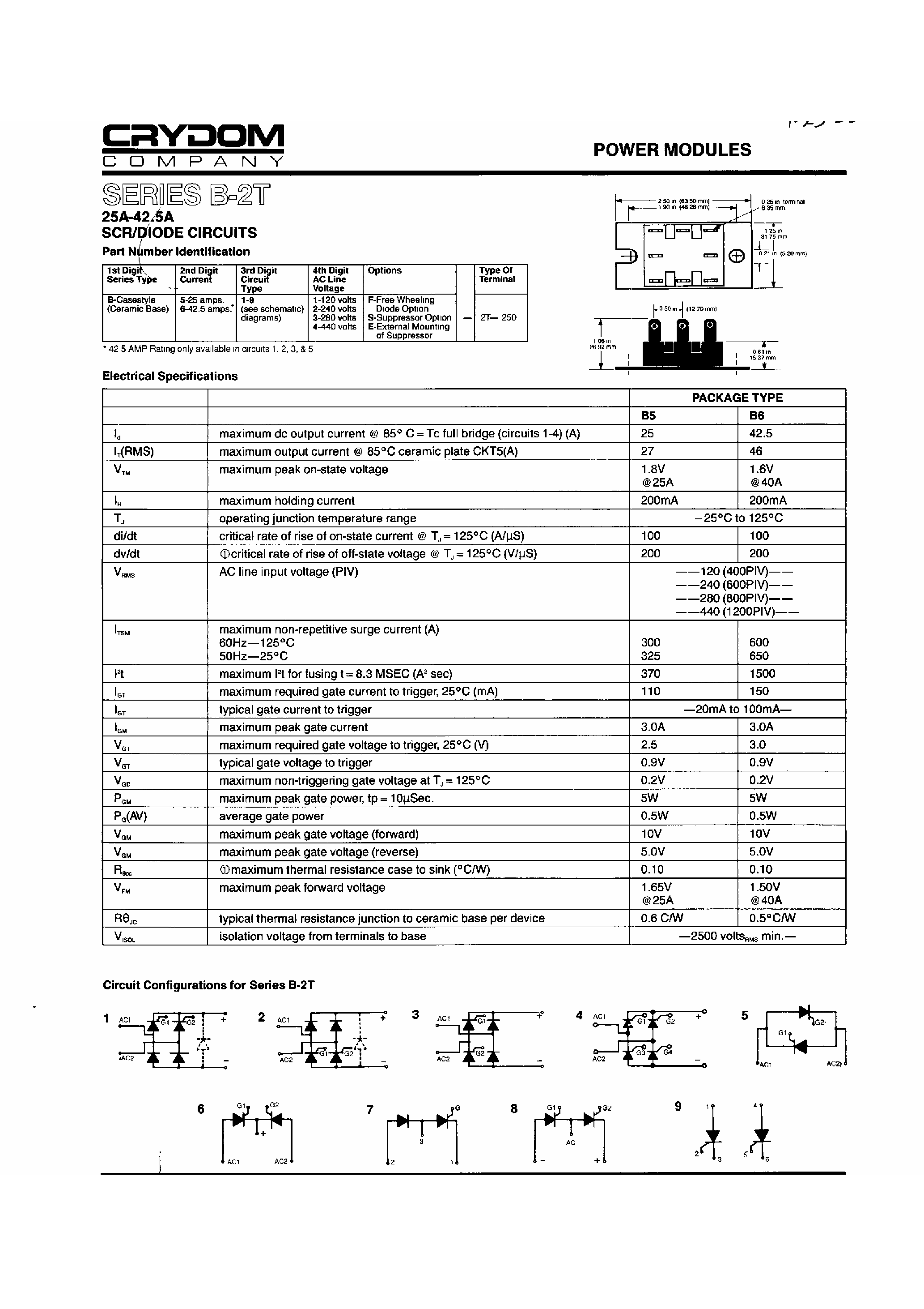 Datasheet B511E2T page 1 Datasheet B511E2T - SCR Diode Circuits page 1