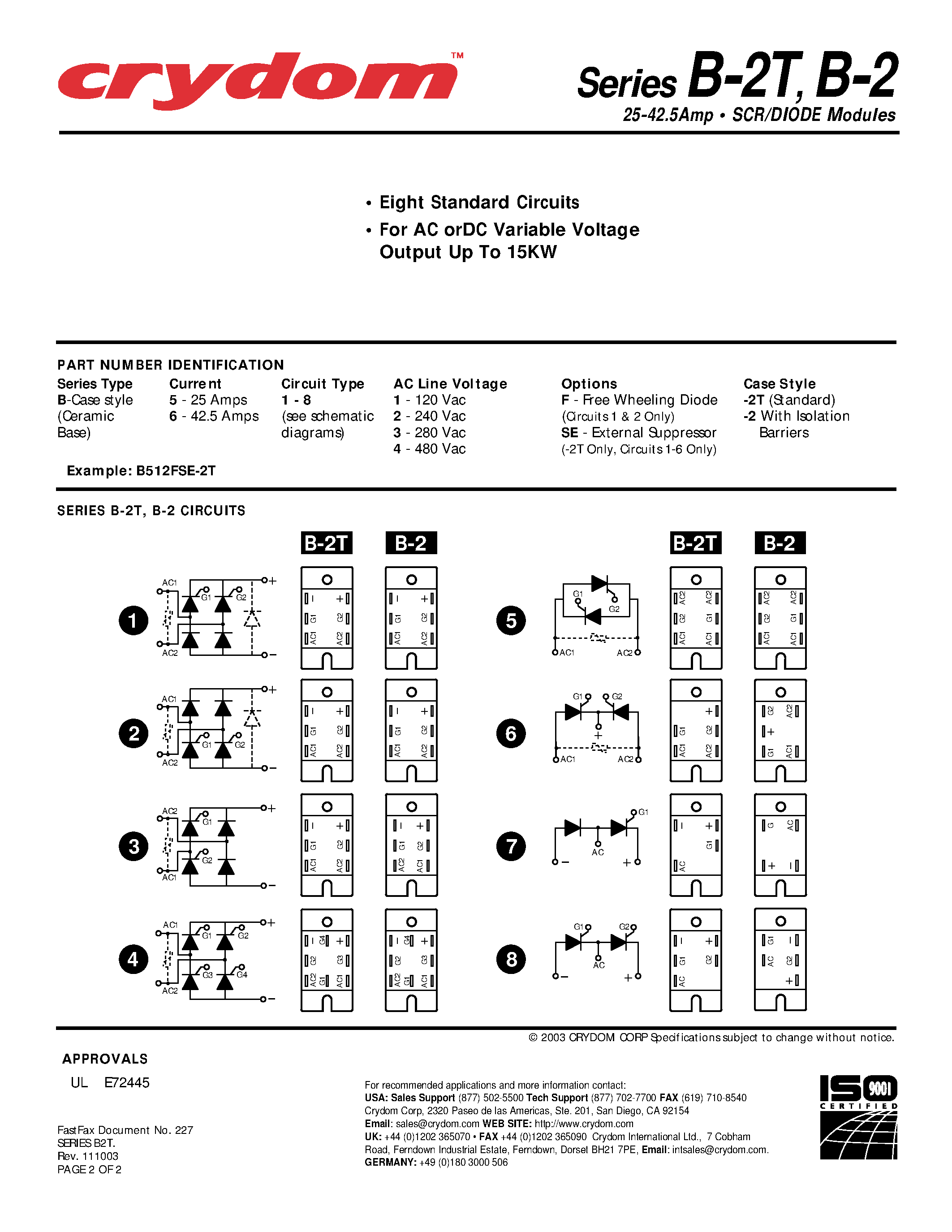 Datasheet B511-2T page 2 Datasheet B511-2T - SCR Diode Modules page 2
