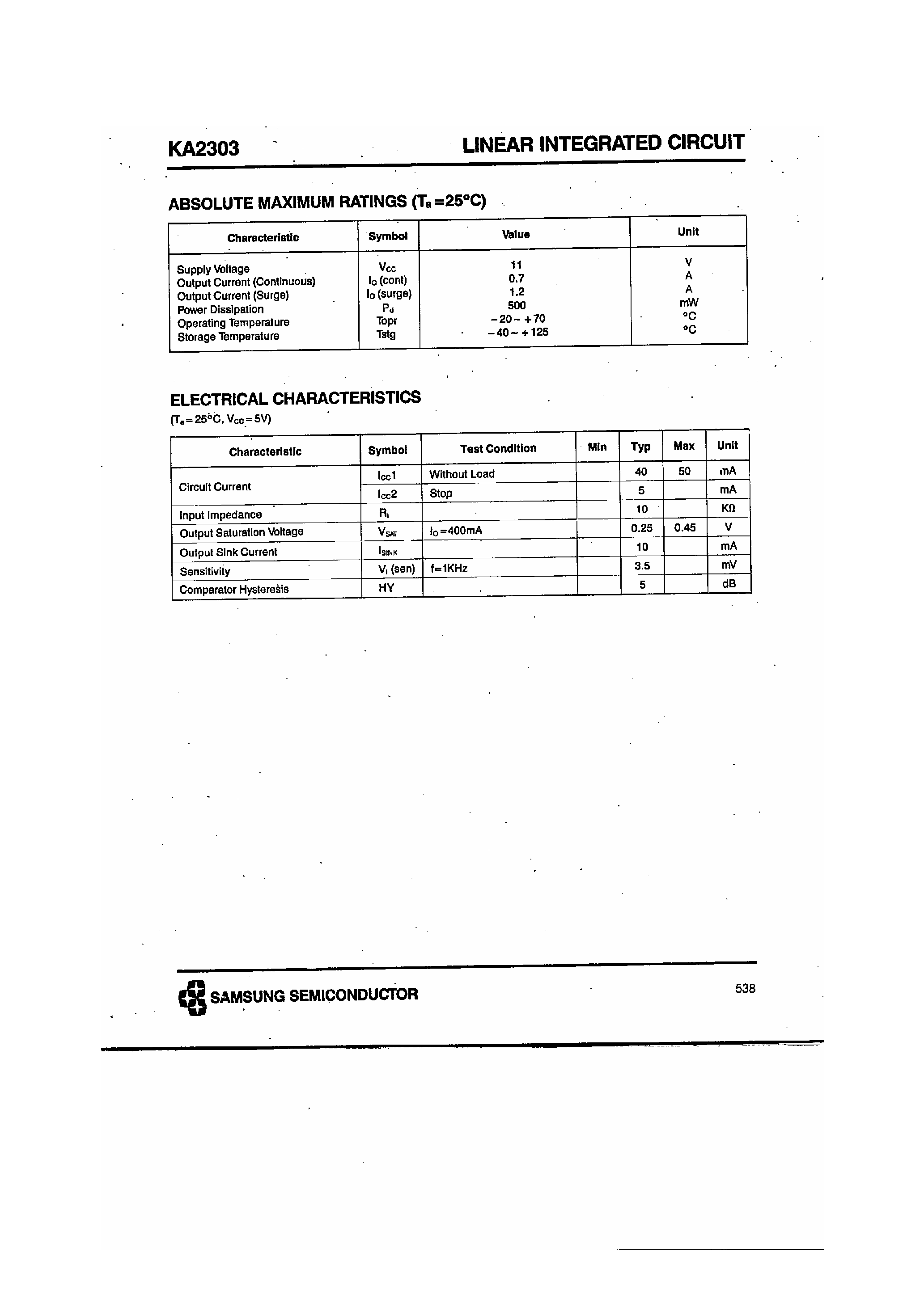 Даташит KA2303 - Toy Radio Control Actuator страница 2