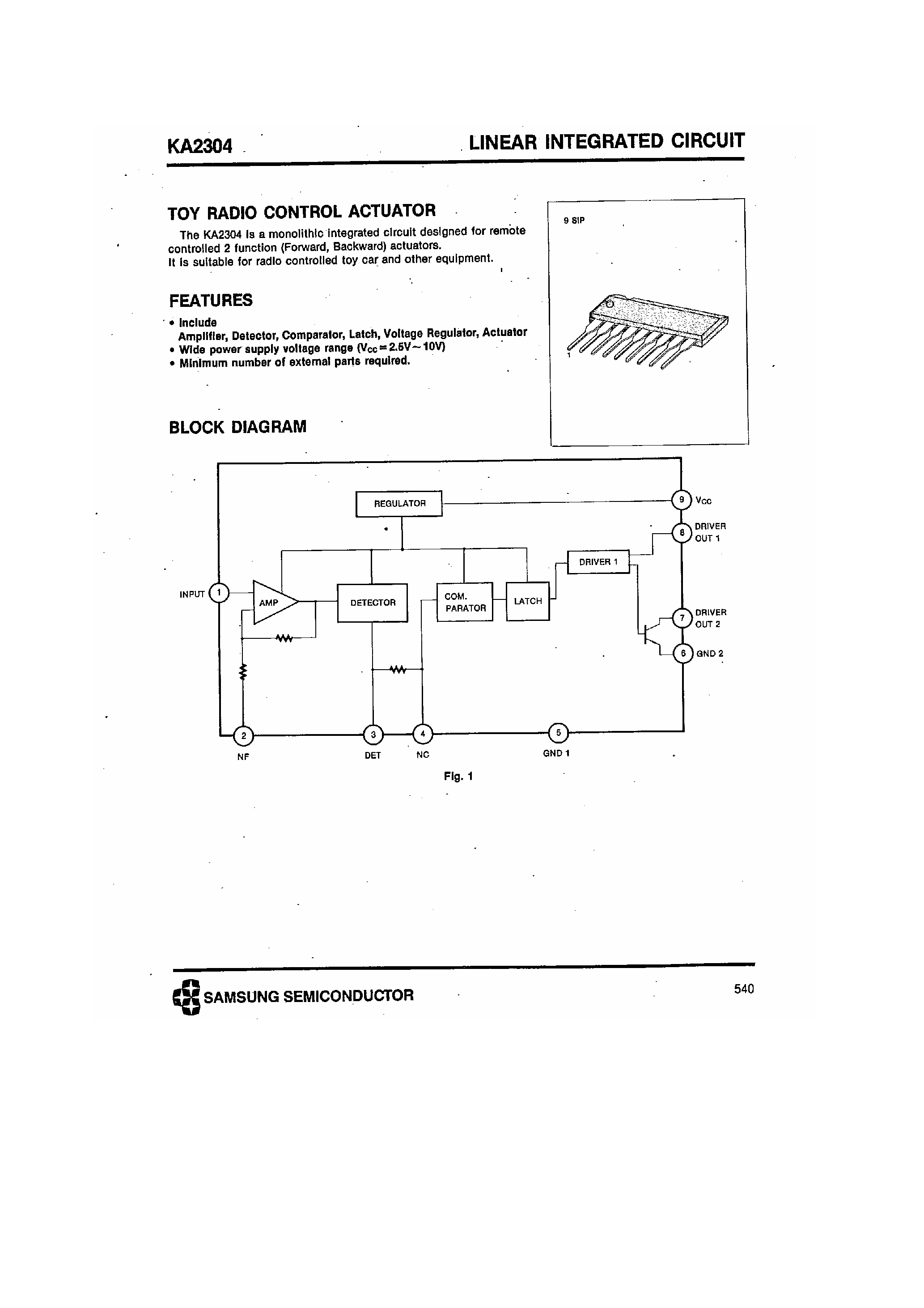 Даташит KA2304 - Toy Radio Control Actuator страница 1