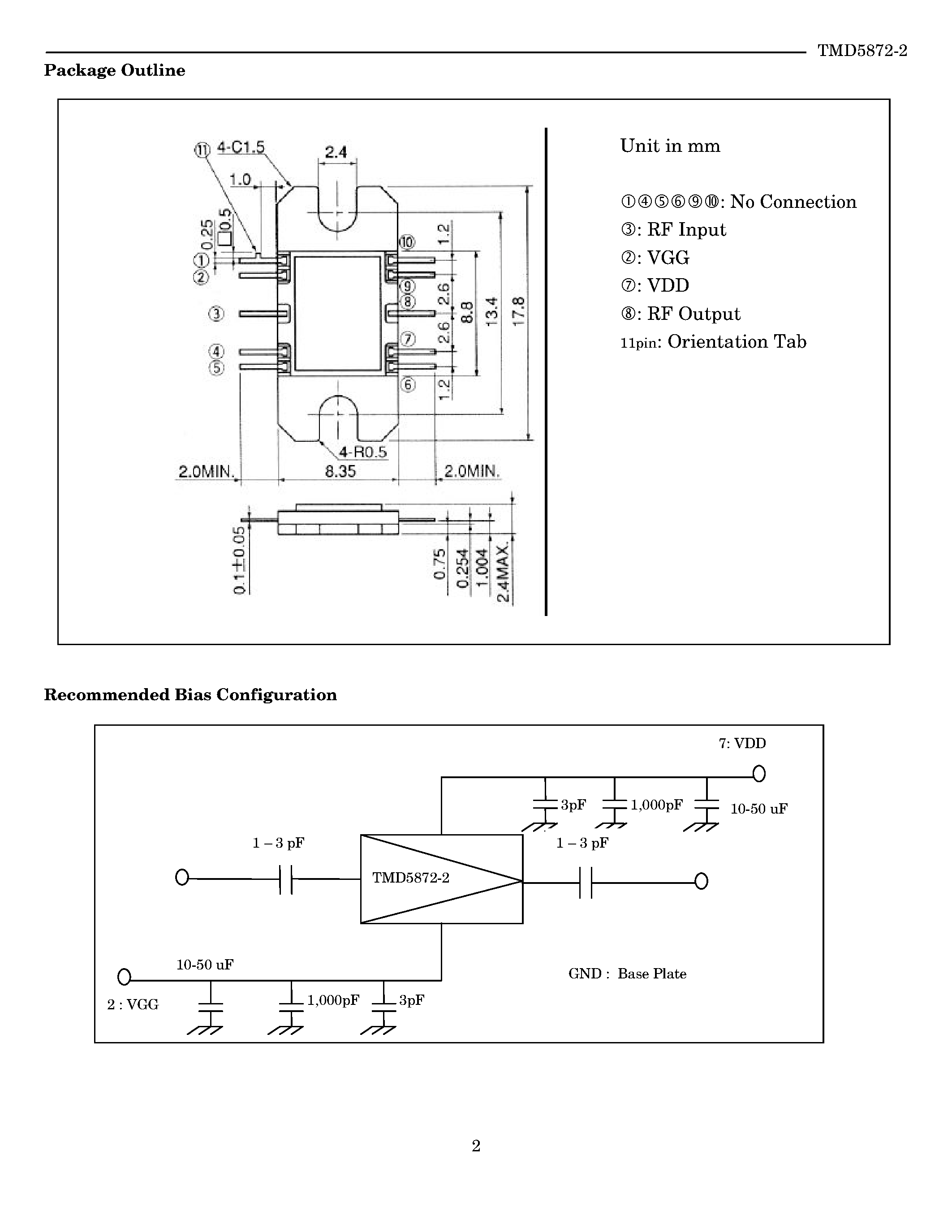 Datasheet TMD5872-2 - Microwave Power MMIC Amplifier page 2