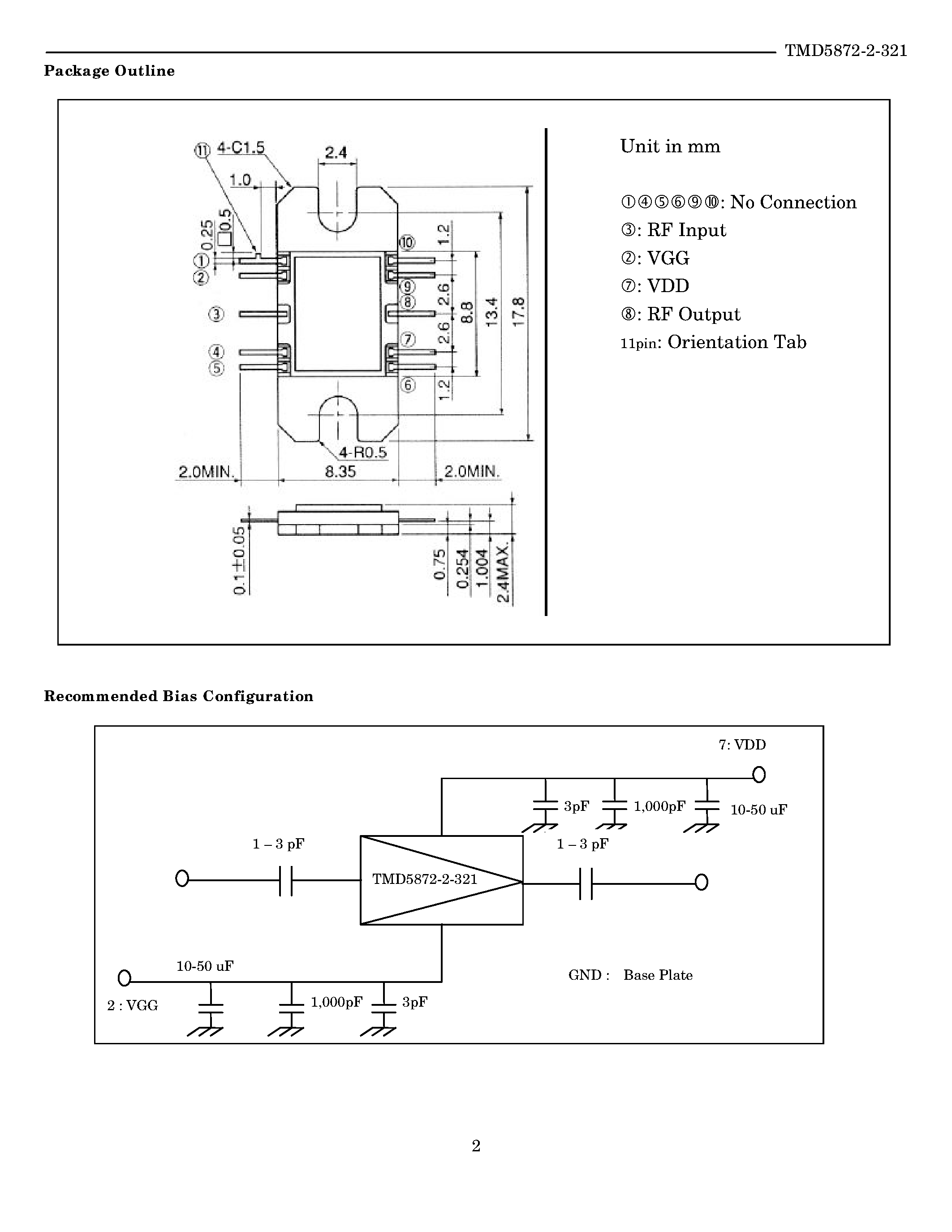 Datasheet TMD5872-2-321 - Microwave Power MMIC Amplifier page 2