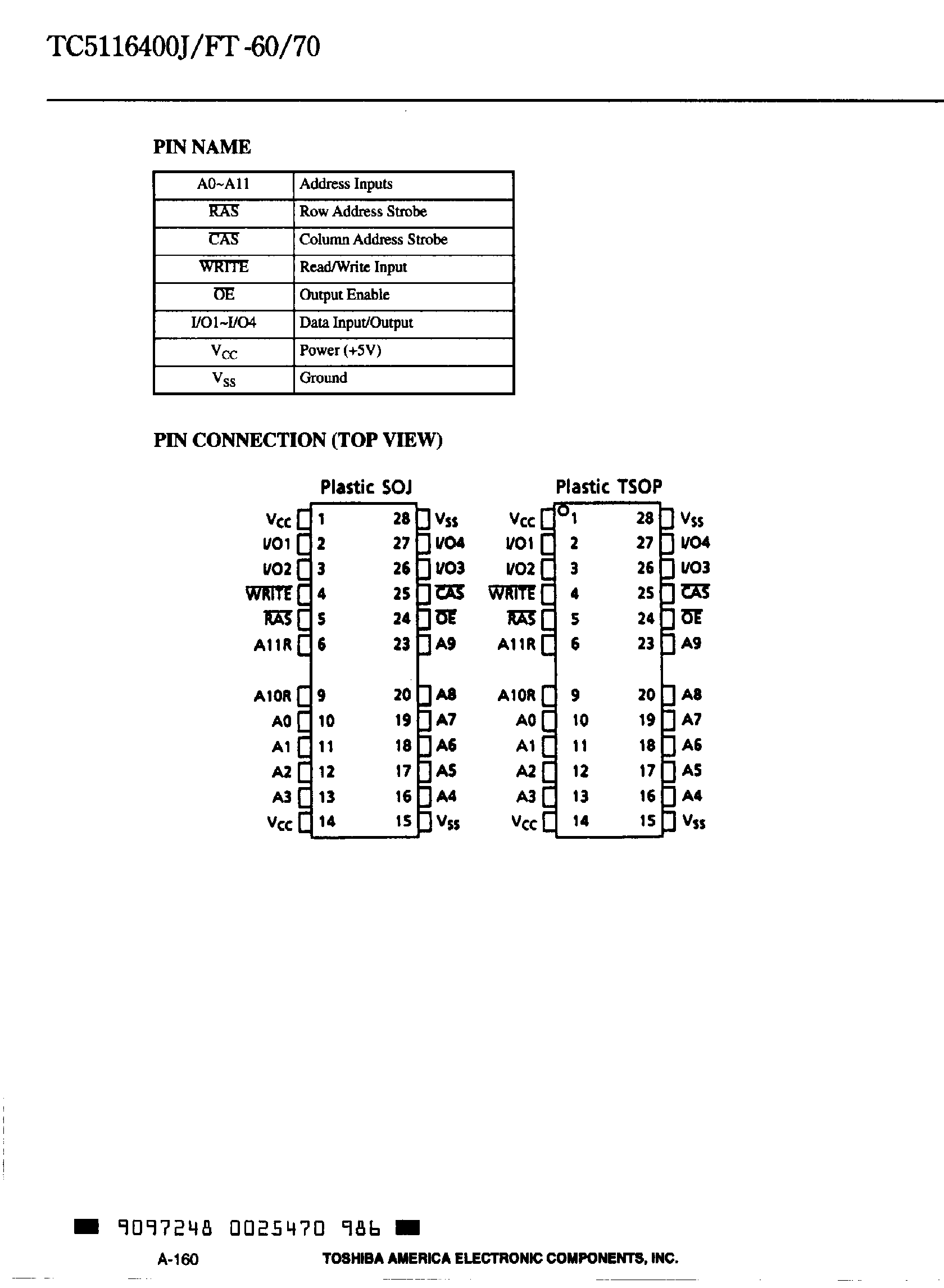 Datasheet TC5116400J - 4194304 word x 4 Bit Dynamic Ram page 2