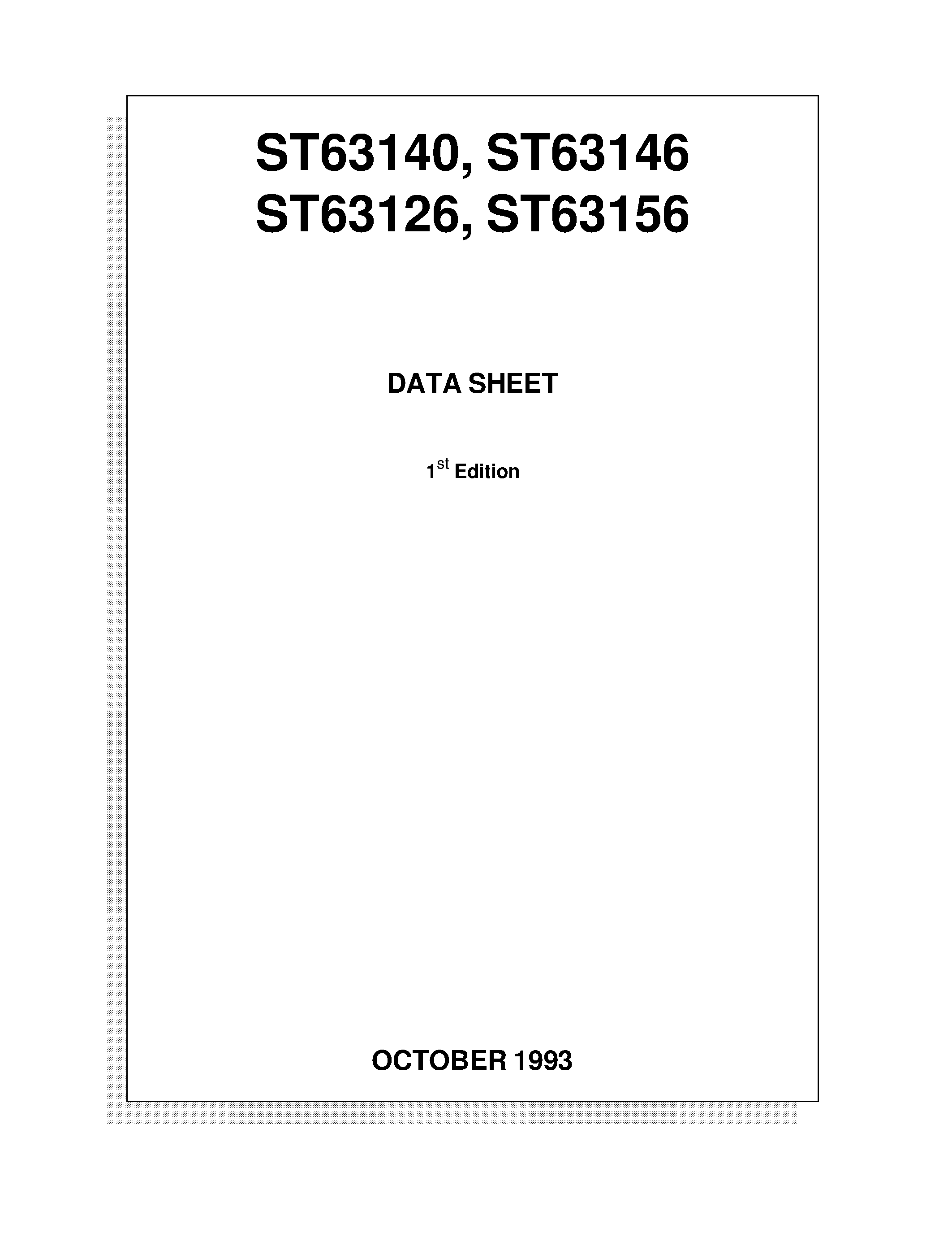 Datasheet ST63156 - 8-BIT HCMOS MCUs FOR TV FREQUENCY & VOLTAGE SYNTHESIS WITH OSD page 1