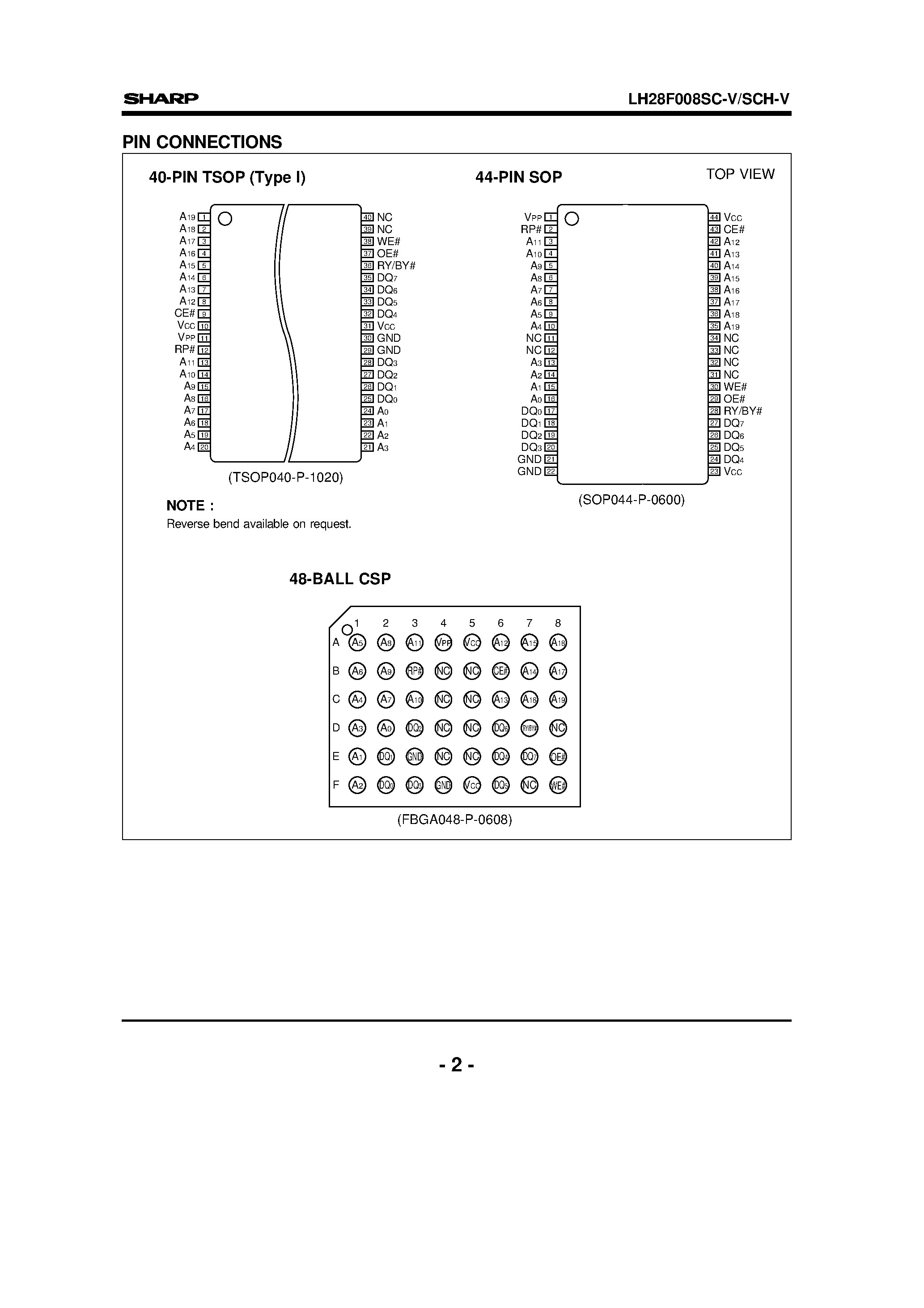 Даташит на микросхему LH28F008SCx-V страница 2 Даташит LH28F008SCx-V - 8 M-bit (1 MB x 8) Smart 5 страница 2