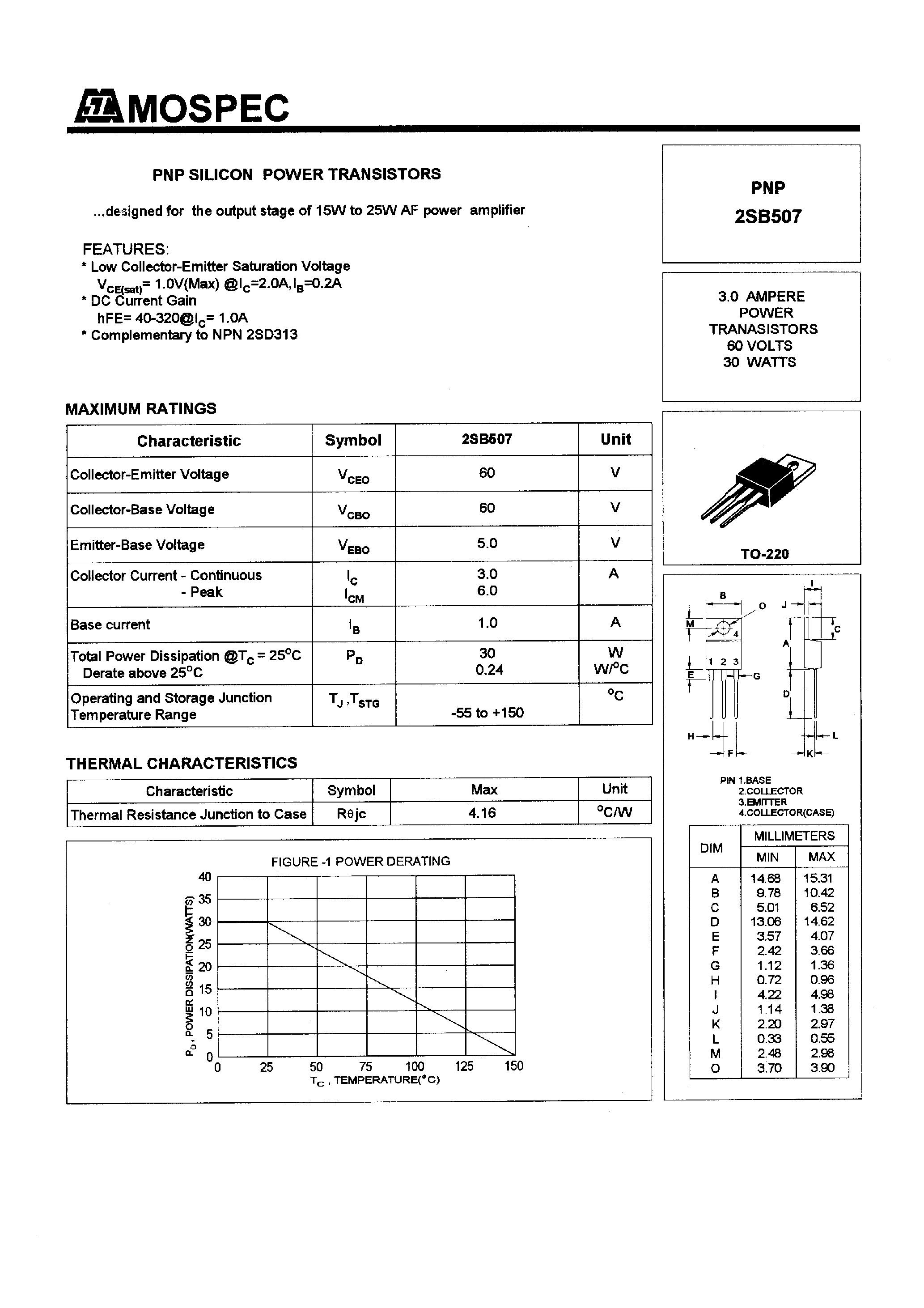 Даташит 2SB507 - POWER TRANSISTORS страница 1