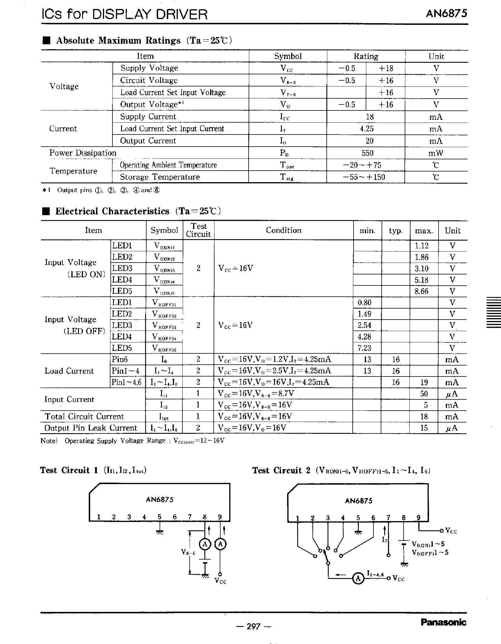Datasheet AN6875 - 5 Dot LED Driver Circuit page 2