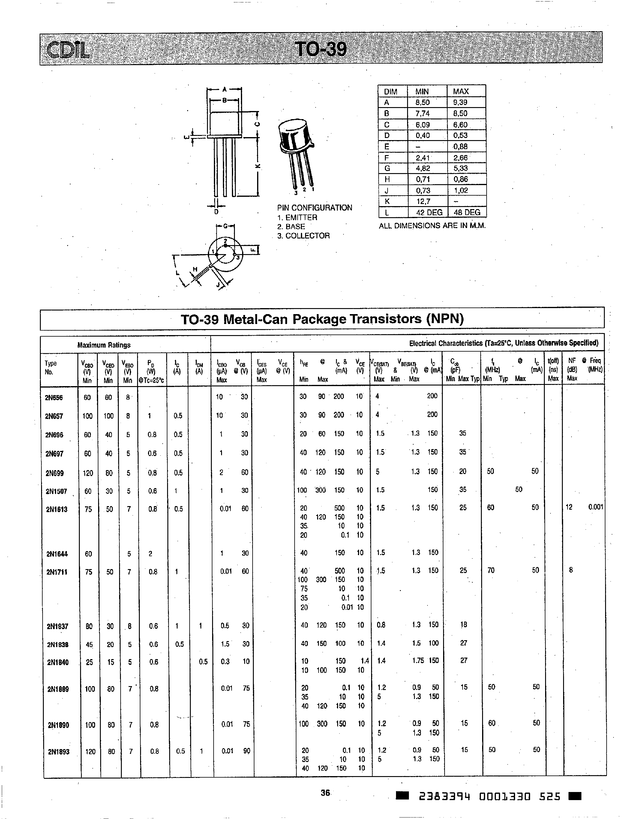 Даташит 2N3742 - NPN Transistors страница 1