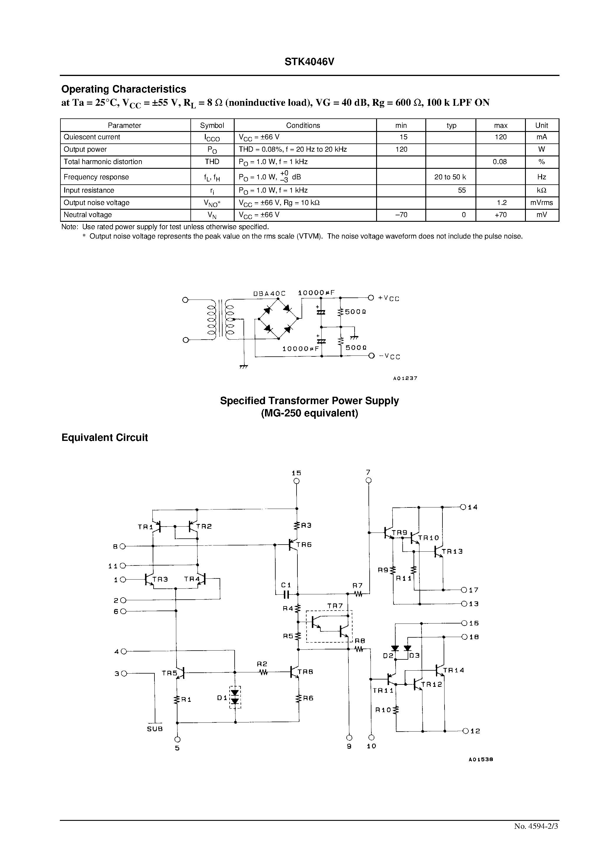 Datasheet STK4046V page 2 Datasheet STK4046V - AF Power Amplifier page 2