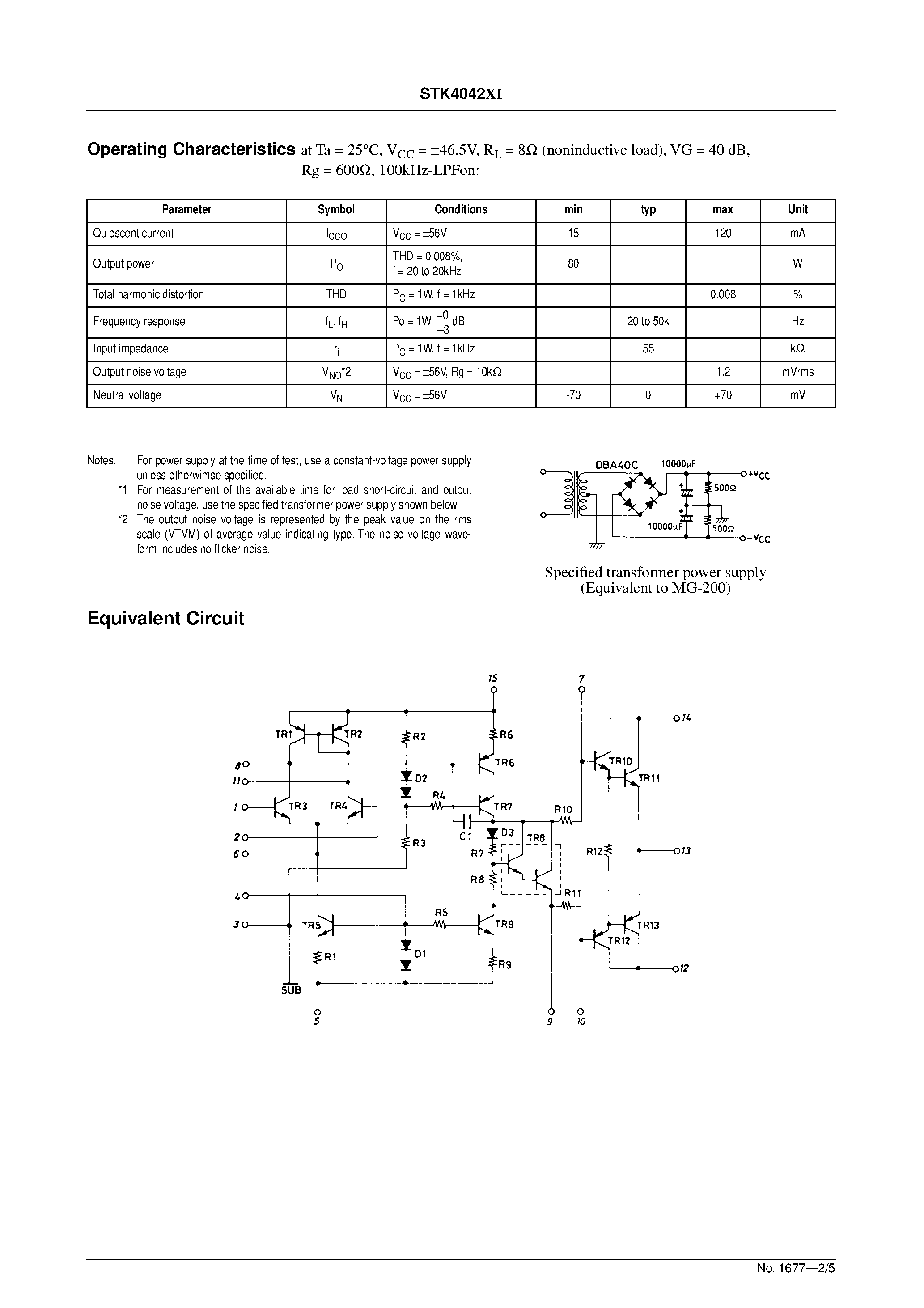Datasheet STK4042XI page 2 Datasheet STK4042XI - AF Power Amplifier page 2
