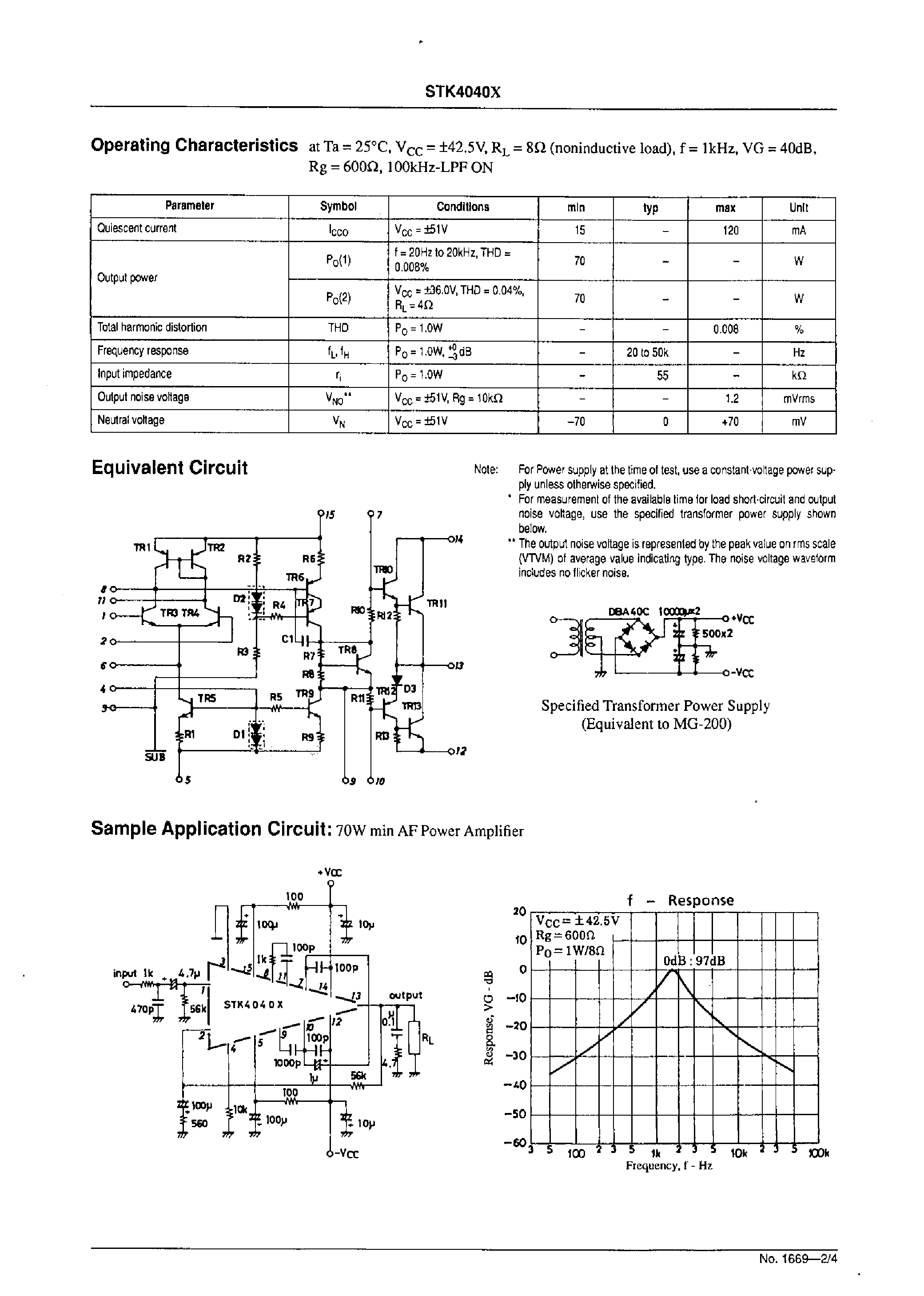 Даташит STK4040X - AF Power Amplifier страница 2