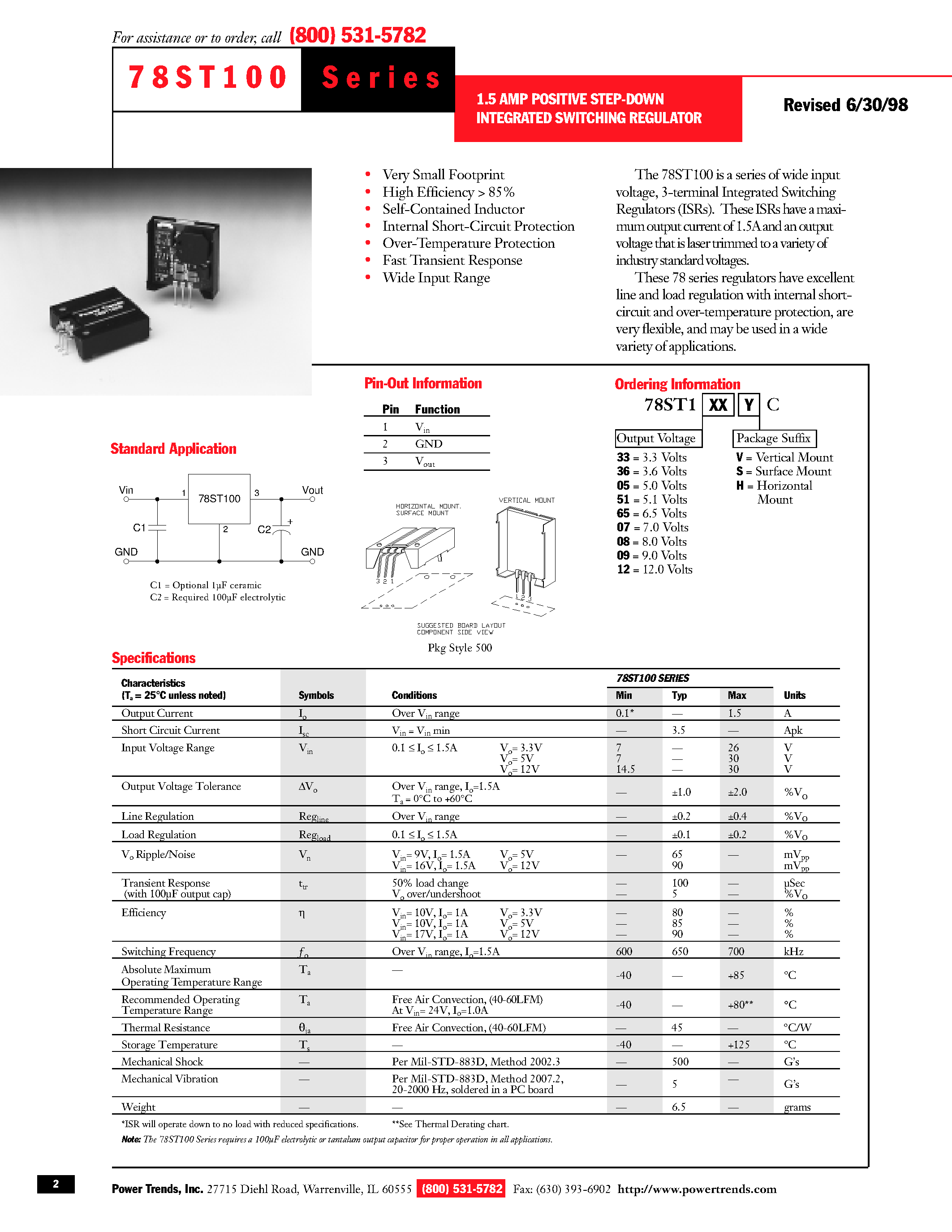 Datasheet 78ST165 - 1.5 Amp Positive Step-Down Integrated Switching Regulator page 1