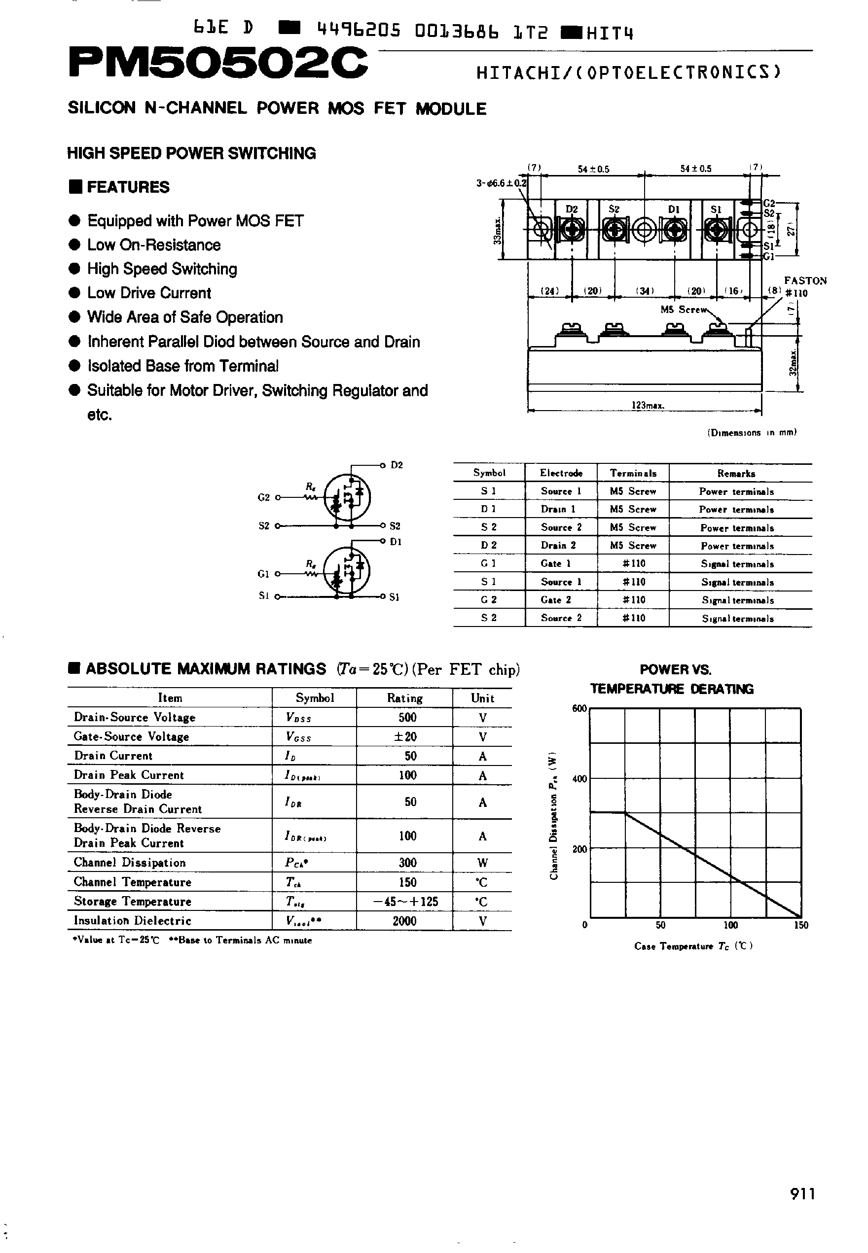 Datasheet PM50502C page 1 Datasheet PM50502C - High Speed Power Switching page 1