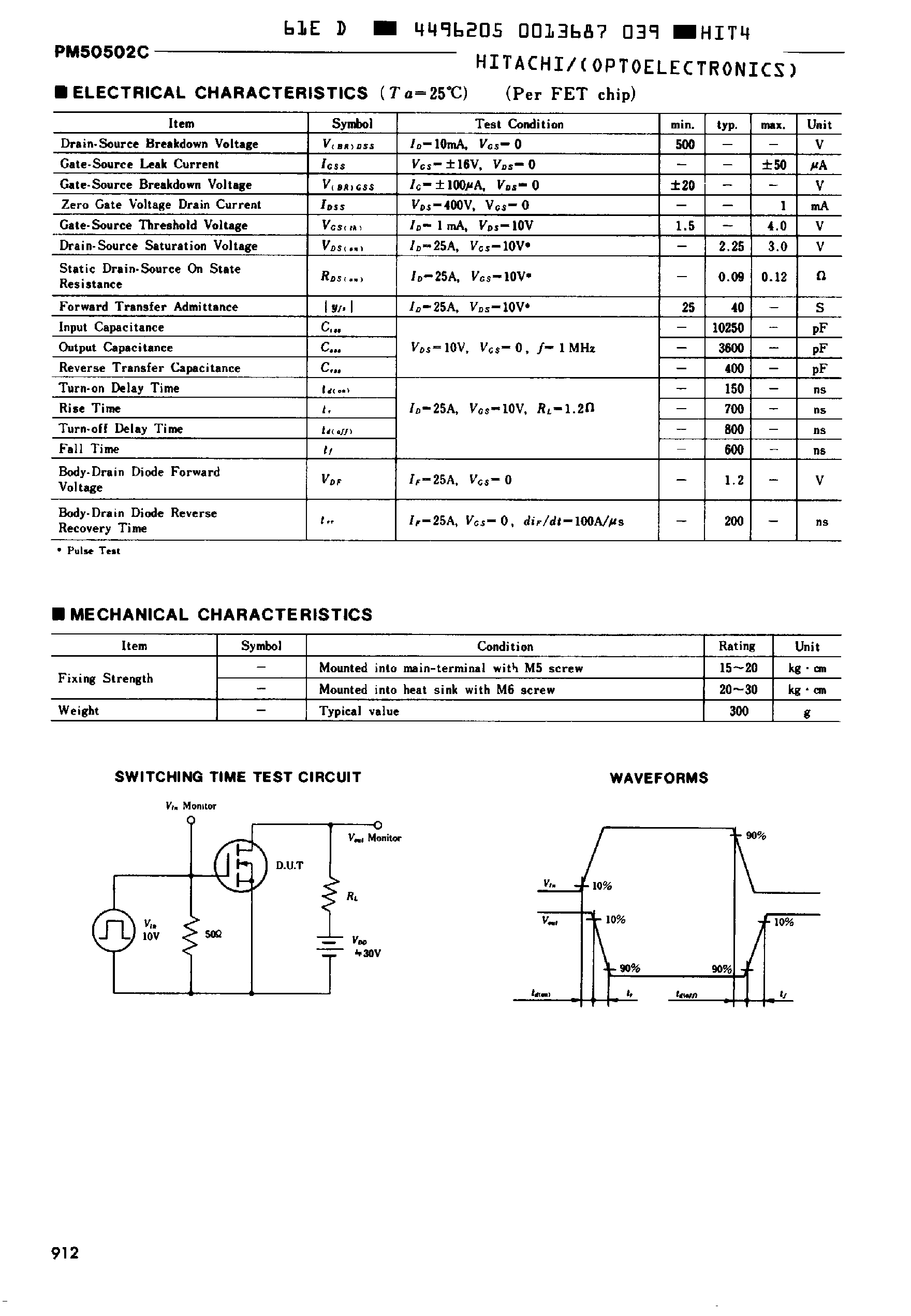 Datasheet PM50502C page 2 Datasheet PM50502C - High Speed Power Switching page 2