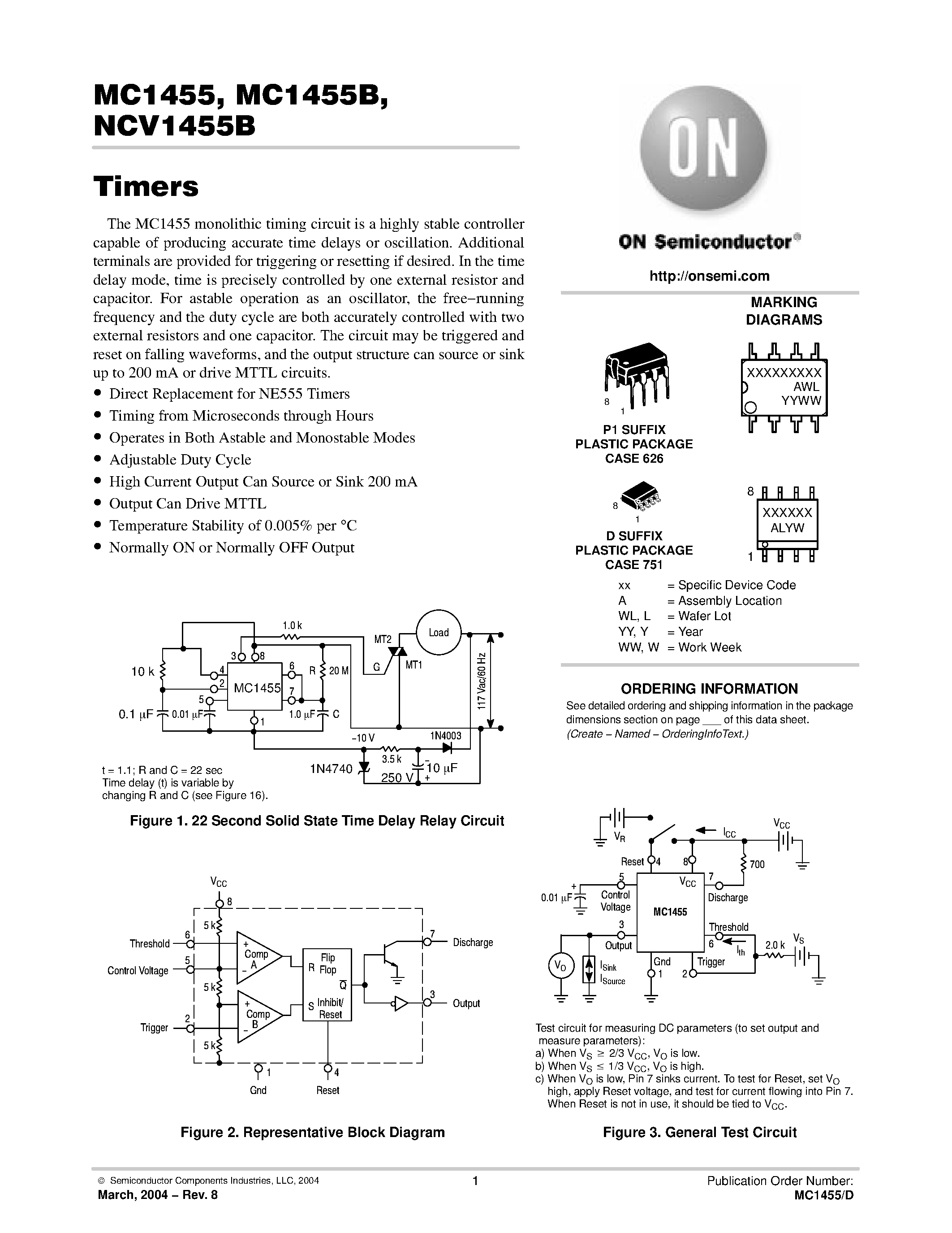 Даташит MC1455 - Timing Circuit страница 1