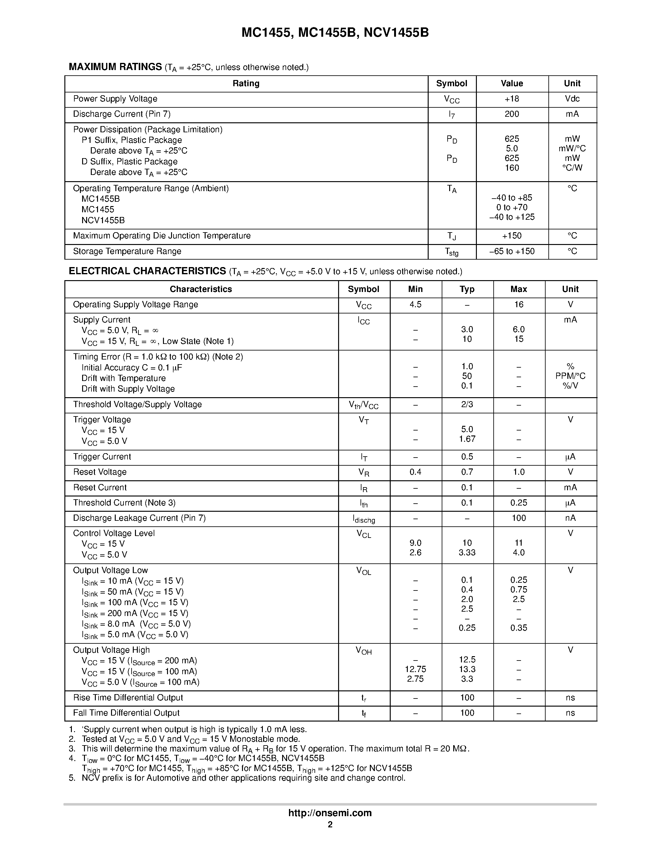 Даташит MC1455 - Timing Circuit страница 2