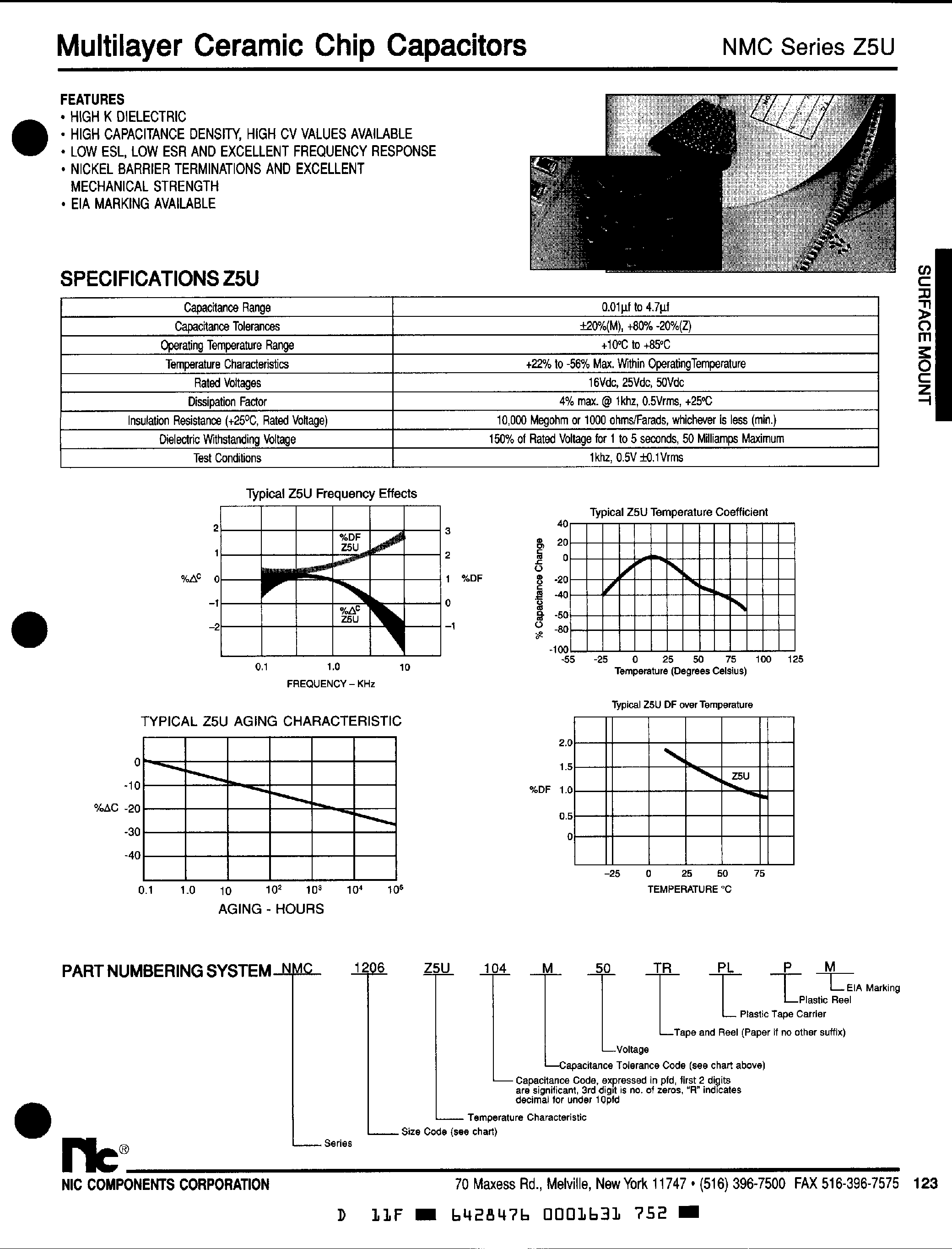 Datasheet NMC0603Z5Uxxx - Multilayer Ceramic Chip Capacitors page 1