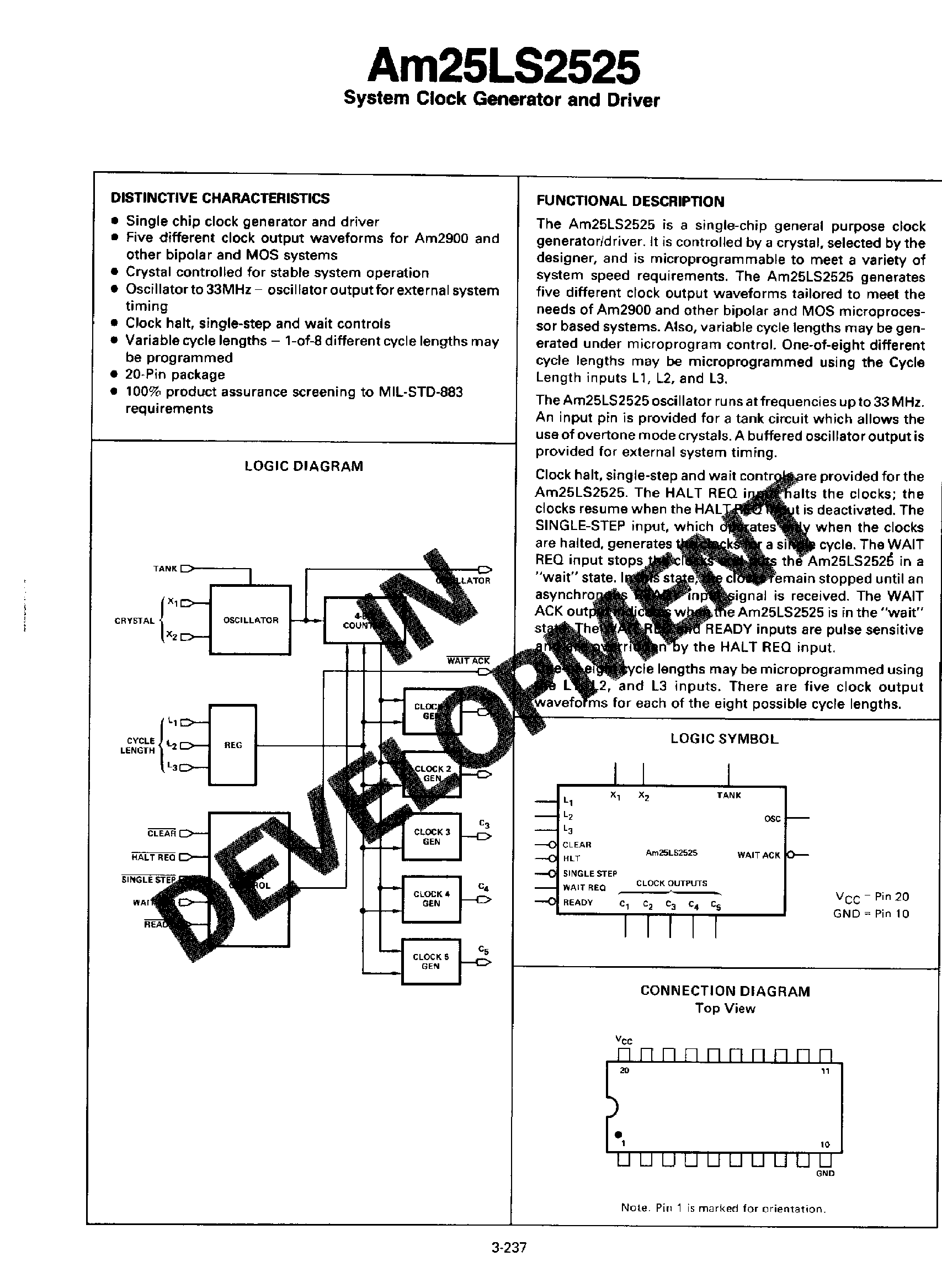 Datasheet AM25LS2525 - System Clock Generator and Driver page 1