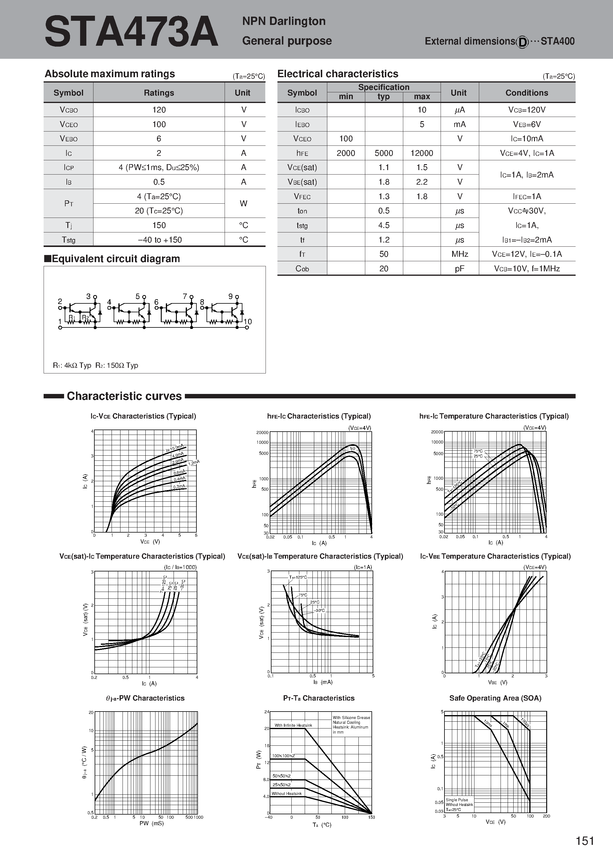 Datasheet STA473A page 1 Datasheet STA473A - NPN Darlington General purpose page 1
